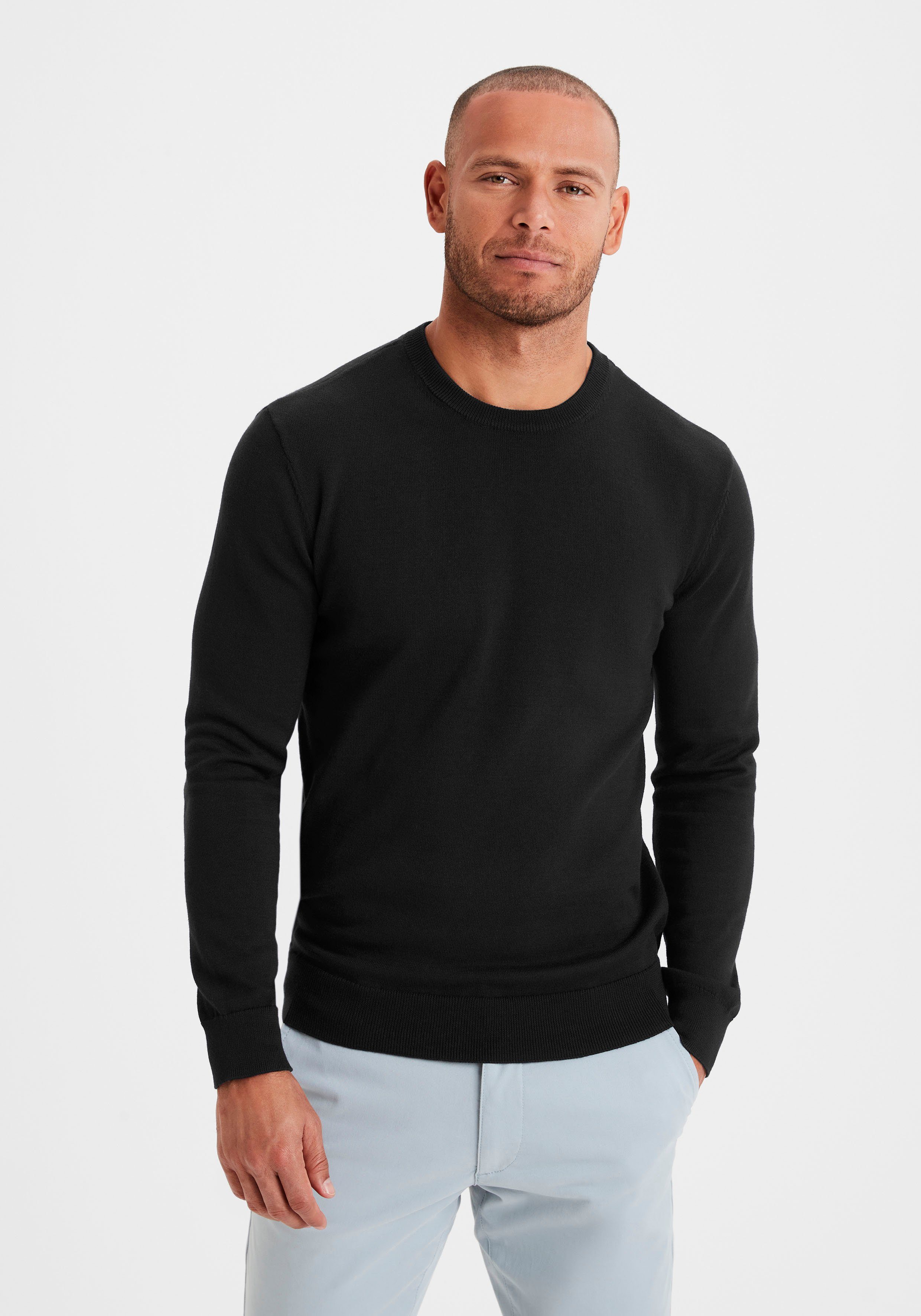 H.I.S Gebreide trui Regular fit lange mouwen pullover van fijn breiwerk katoenmix