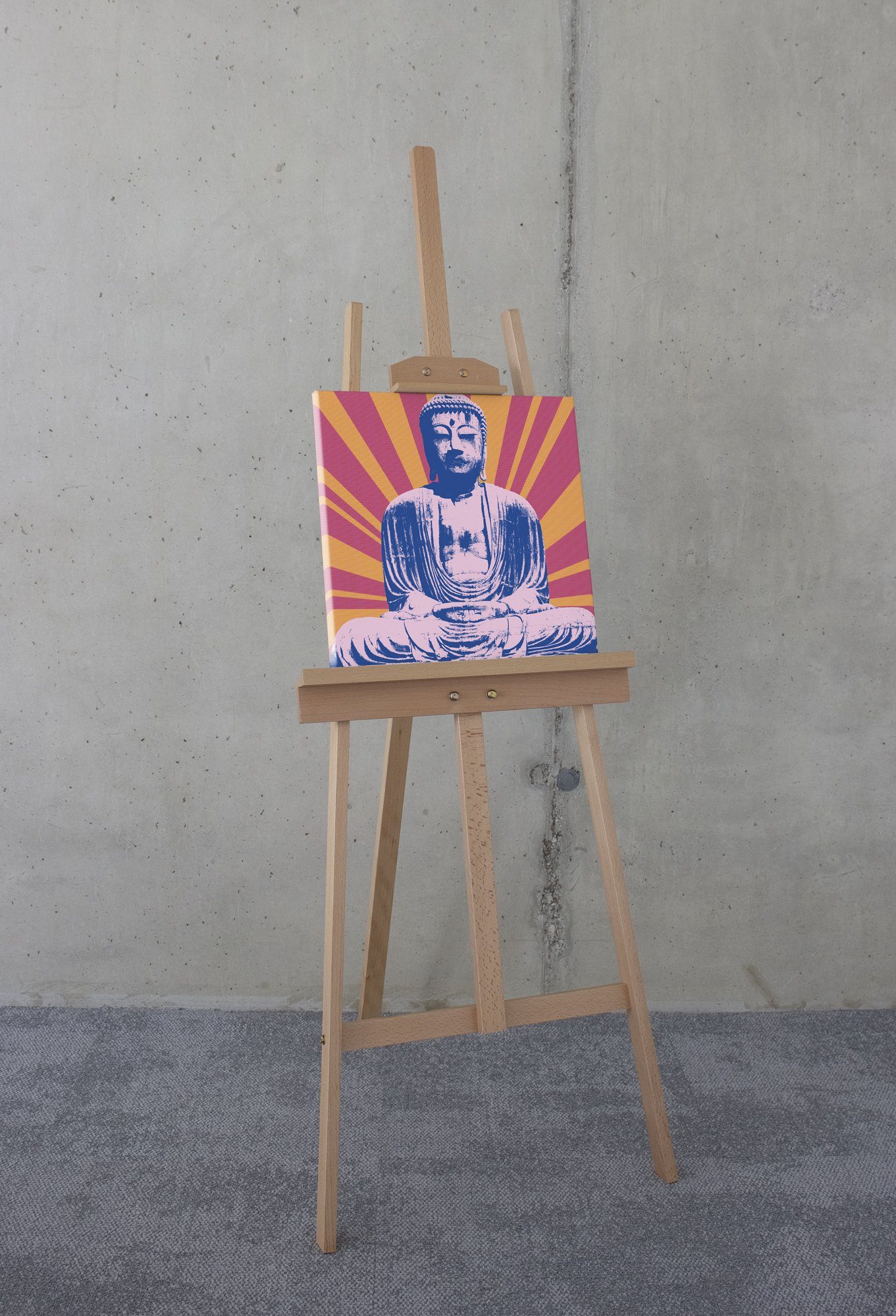 Komar Artprint op linnen Hippie Buddha - Afmeting 40 x 40 cm (1 stuk)