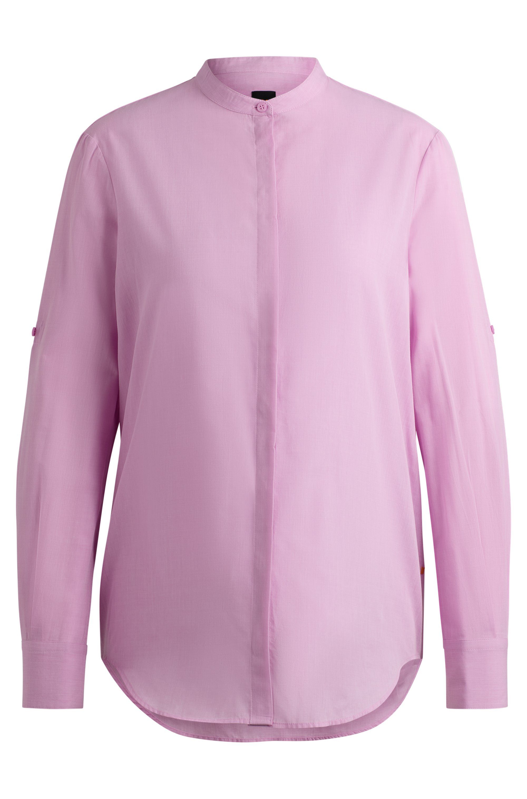 Boss Orange Klassieke blouse C_Befelize_21 Chambray kwaliteit staande kraag