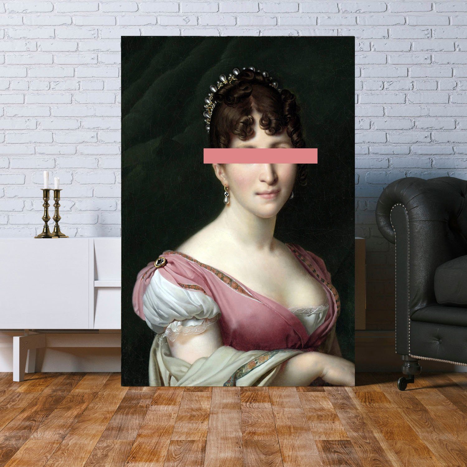 queence Artprint op acrylglas Vrouw met kleurvlek Fine Art-print in galeriekwaliteit