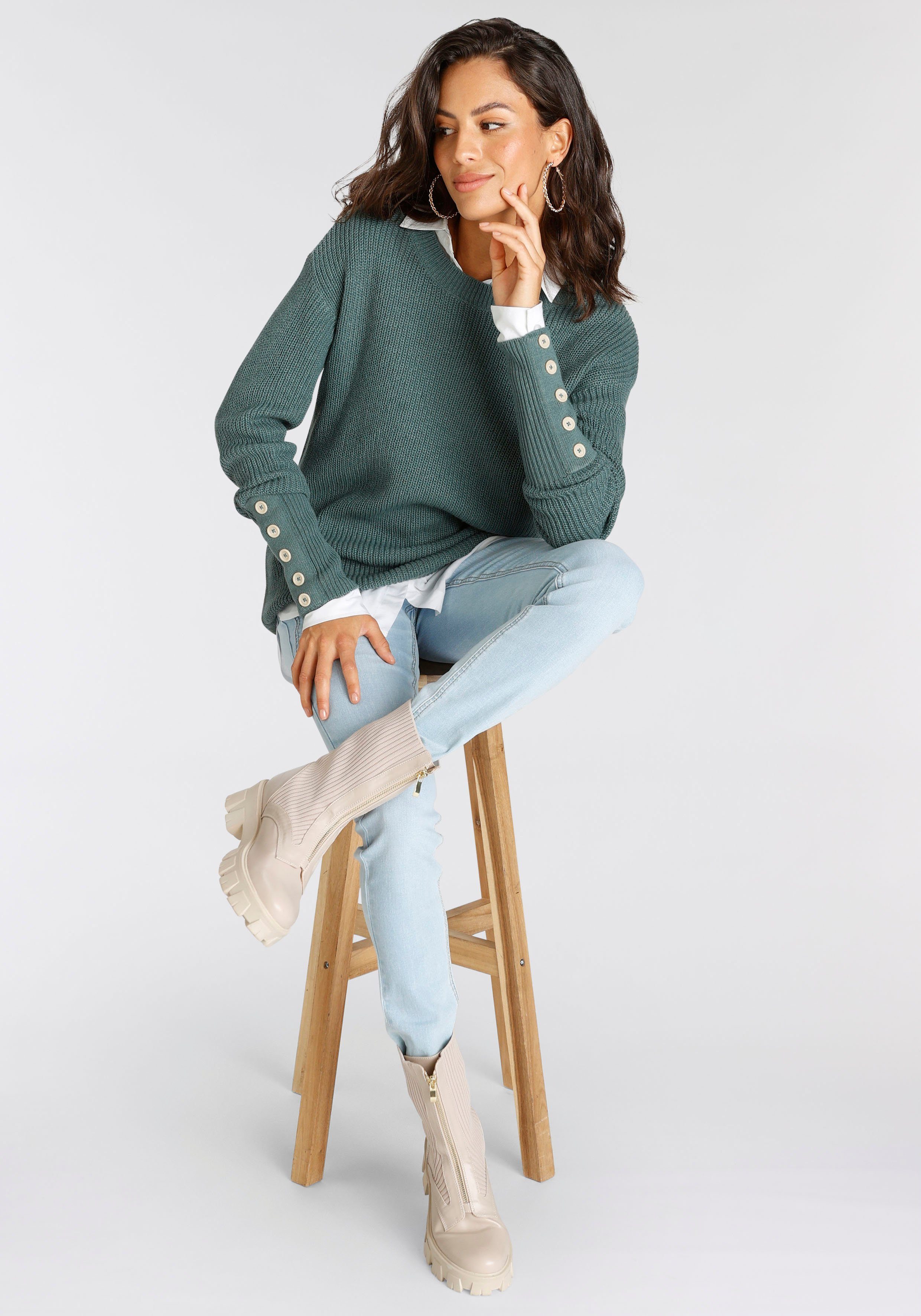 Laura Scott Gebreide trui met decoratieve knopen