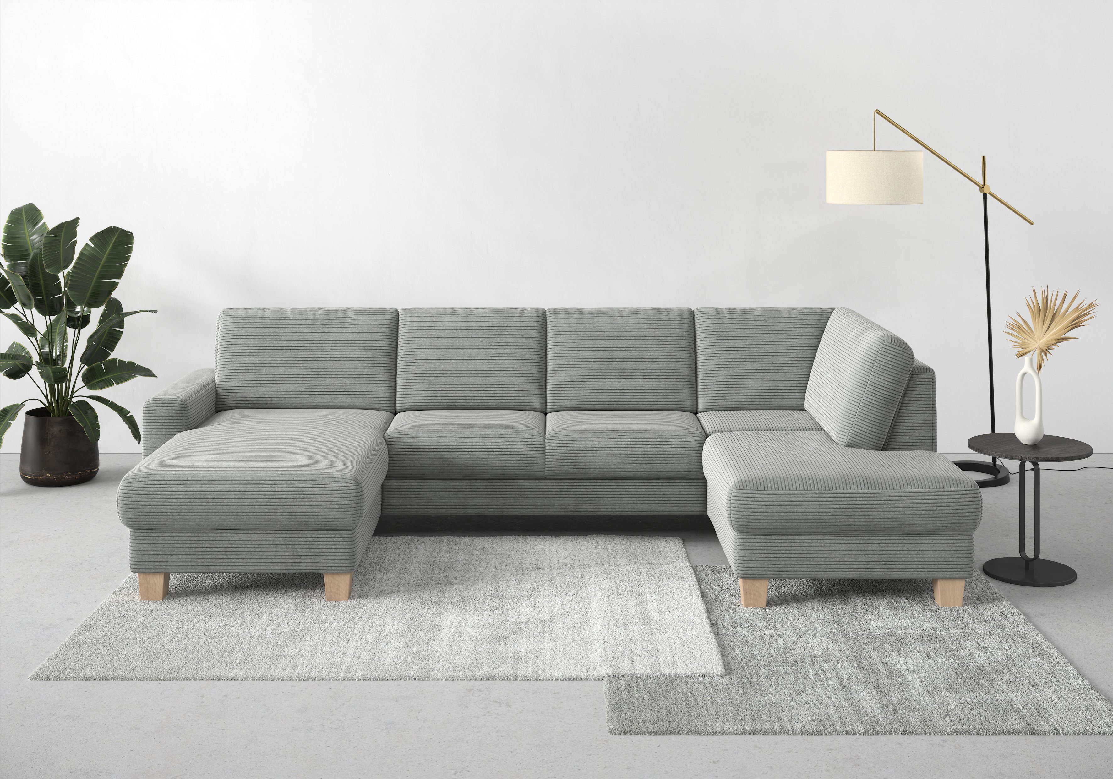 Home affaire Zithoek SUMMER U-vorm met of zonder slaapfunctie en bedkist, cordbekleding