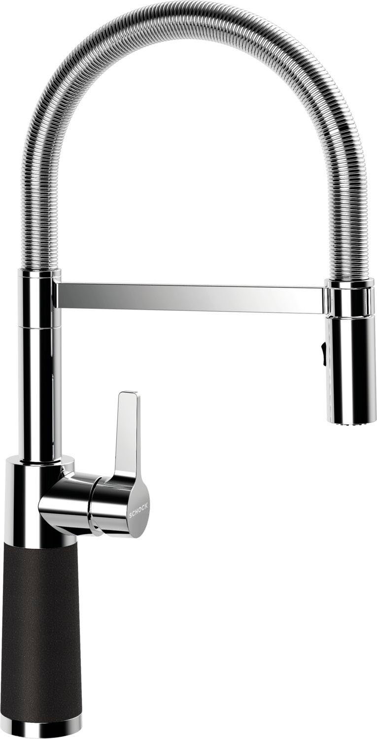 Schock Keukenkraan SC-550 Feestuitloop, straal-douche, terugstroombegrenzer, draaibereik 150° keukenkranen zwart