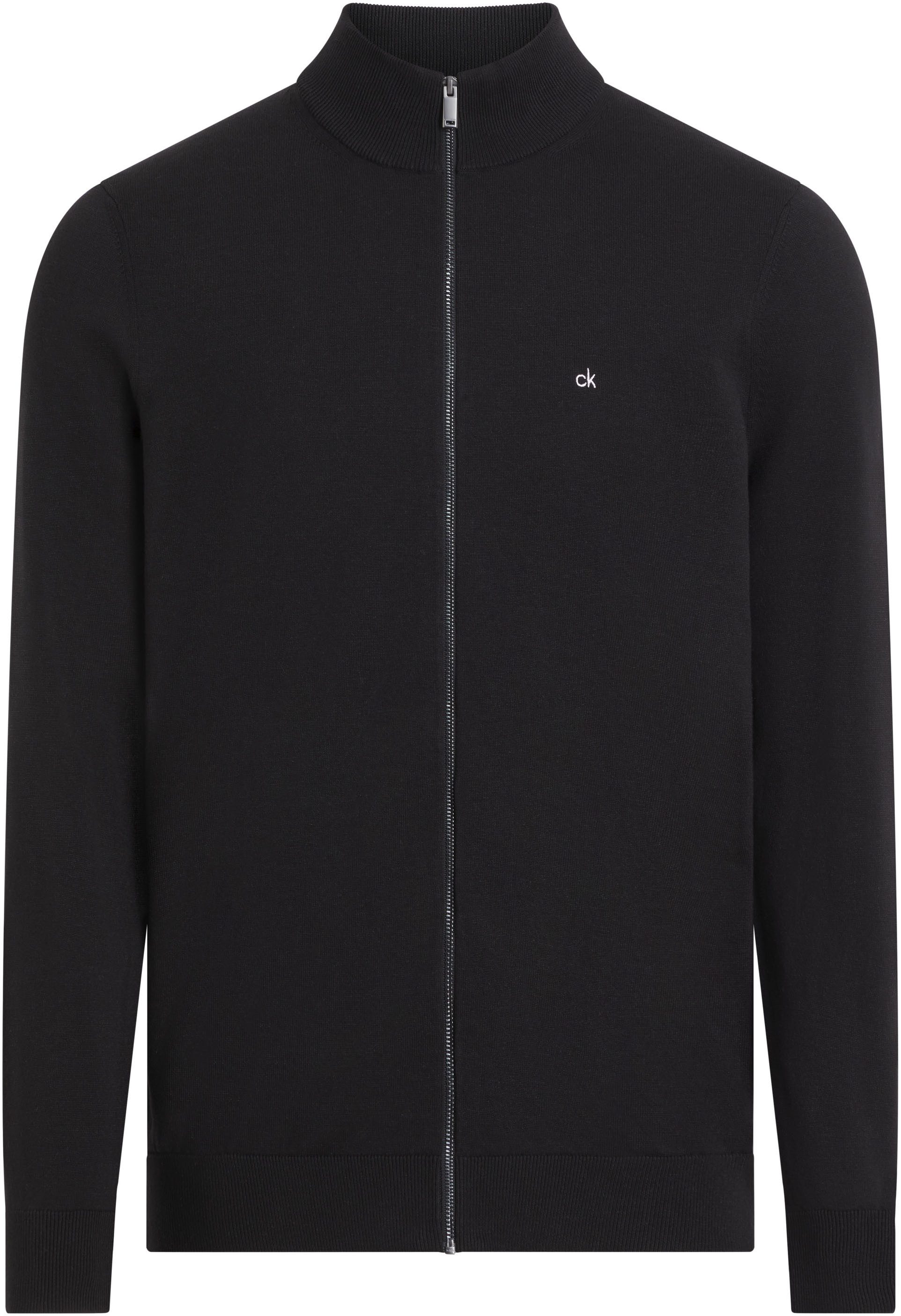 Calvin Klein Trui met staande kraag COTTON SILK BLEND ZIP JACKET