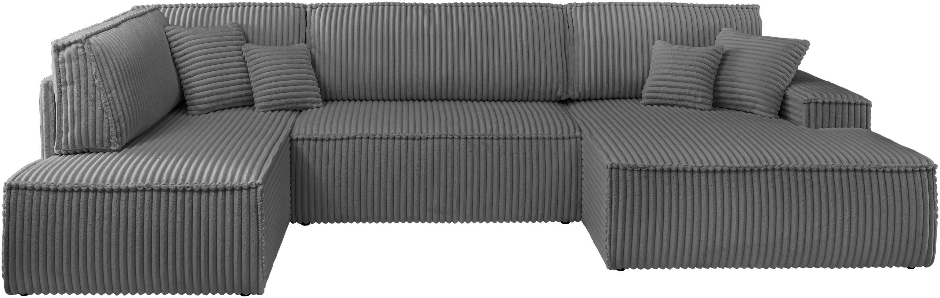 andas Zithoek FINNLEY U-model XXL 329 cm, bedbank, slaapfunctie m. bedkist
