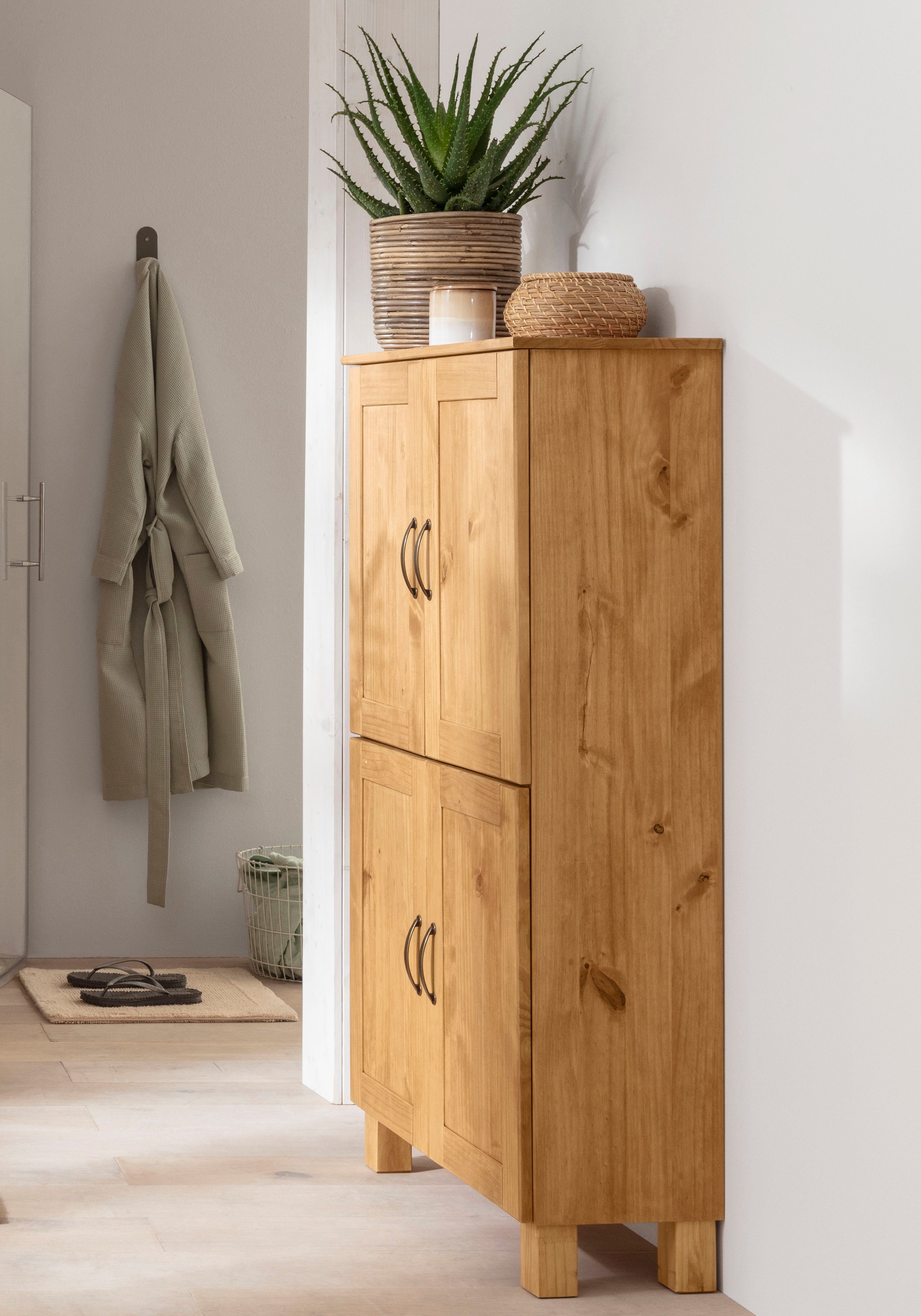 Home affaire Halfhoge kast Rodby Massief, FSC®-gecertificeerd hout, breedte 75 cm, hoogte 130 cm