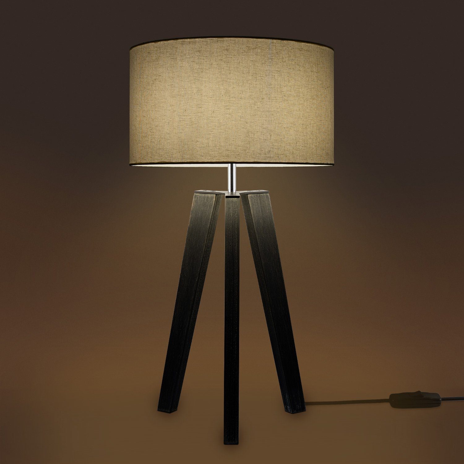 Paco Home Tafellamp Canvas uni Color Vloerlamp vintage voet LED lamp woonkamer Scandinavisch ontwerp E27
