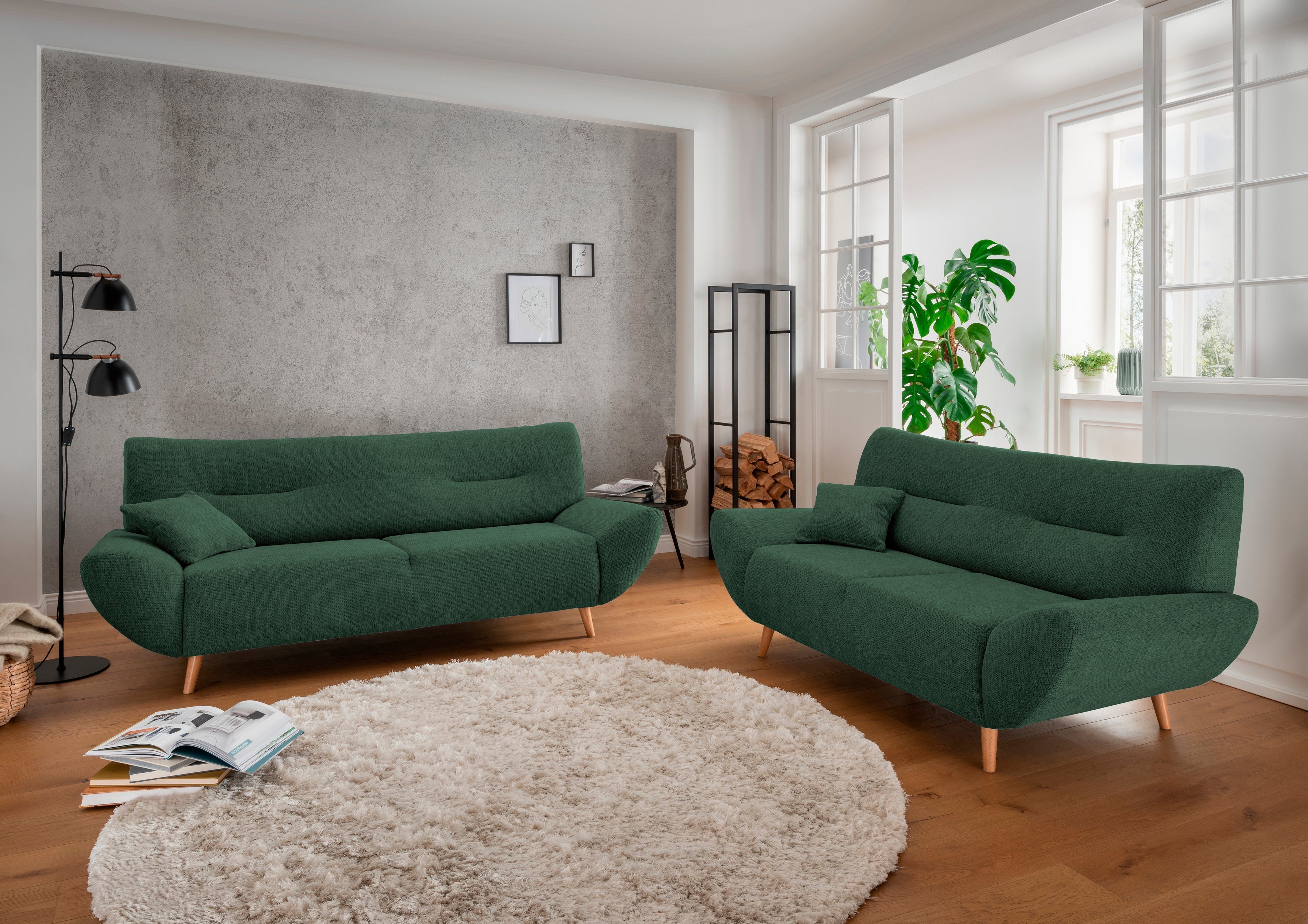 INOSIGN 2-zitsbank Drago elegant en tijdloos, comfortabel, houten voet