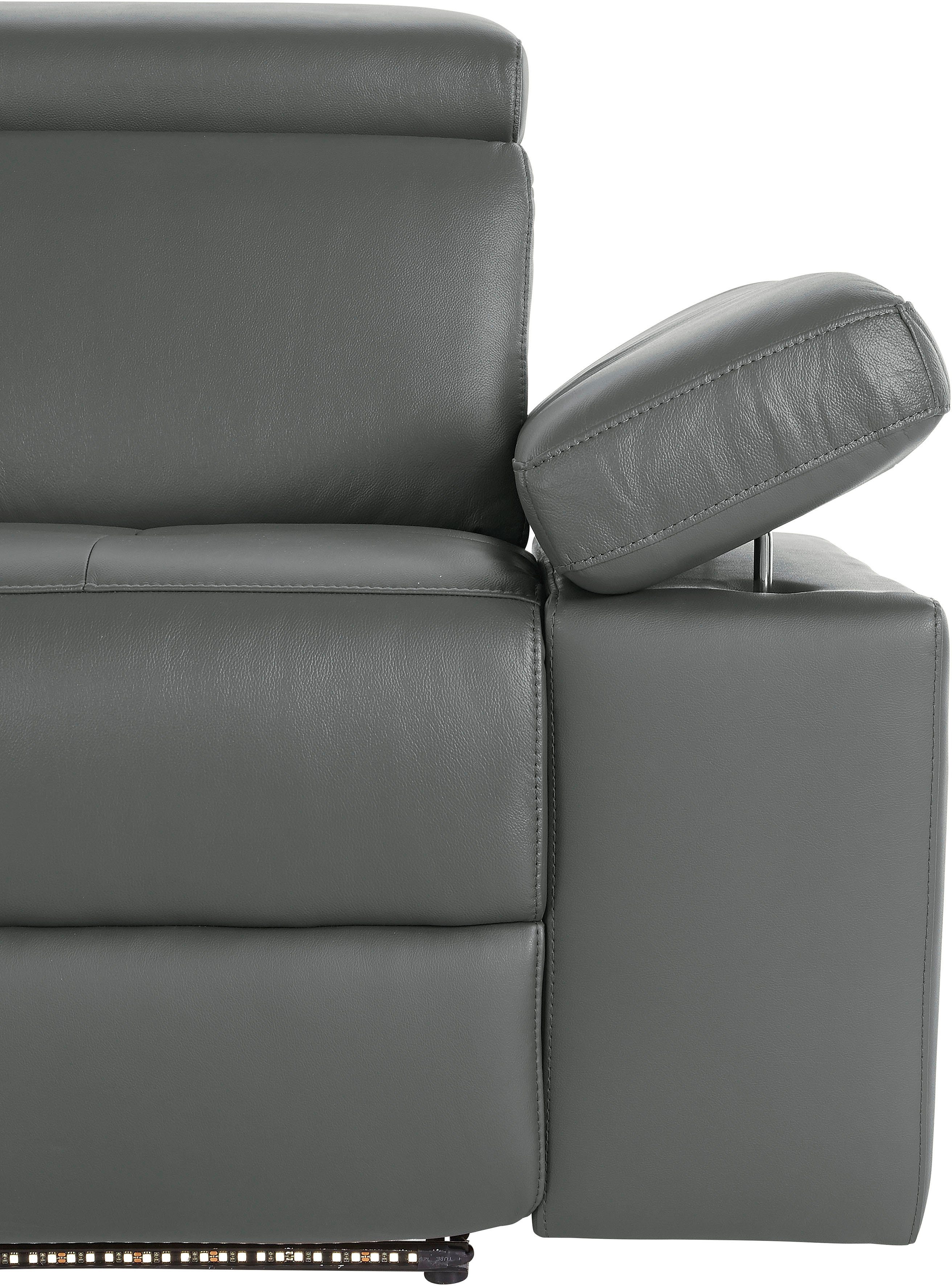 Places of Style 3-zitsbank Kilado met 2x relaxfunctie, verstelbare armleuning, verstelbare hoofdsteun