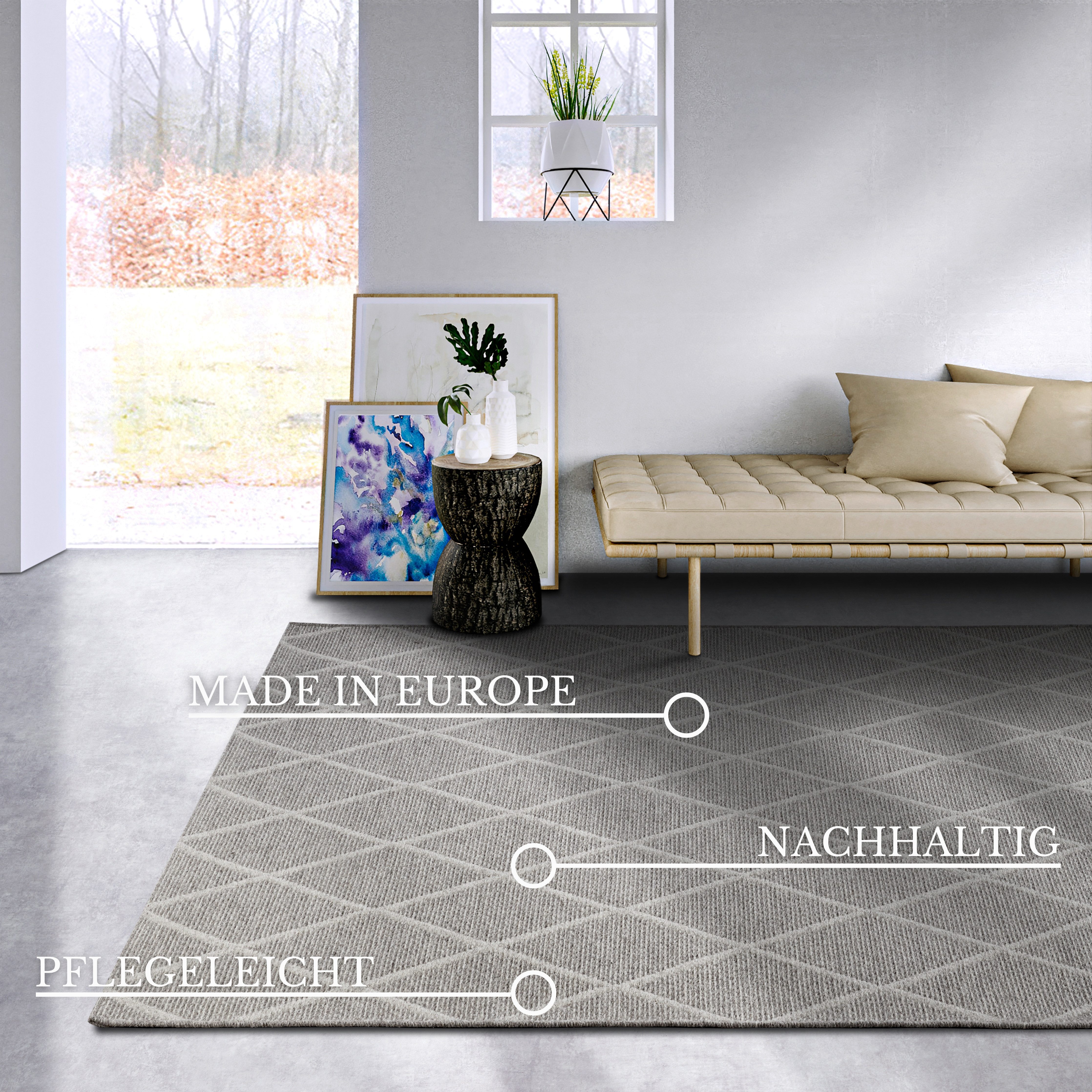 Villeroy & Boch Wollen kleed Maria Scheerwol, wol, natuur, woonkamer, slaapkamer, boho, scandi