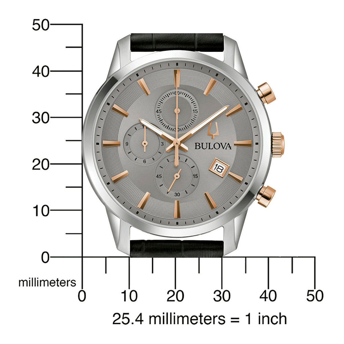 Bulova Chronograaf 96B413 Horloge, quartz, herenhorloge, dameshorloge, leren band, datum