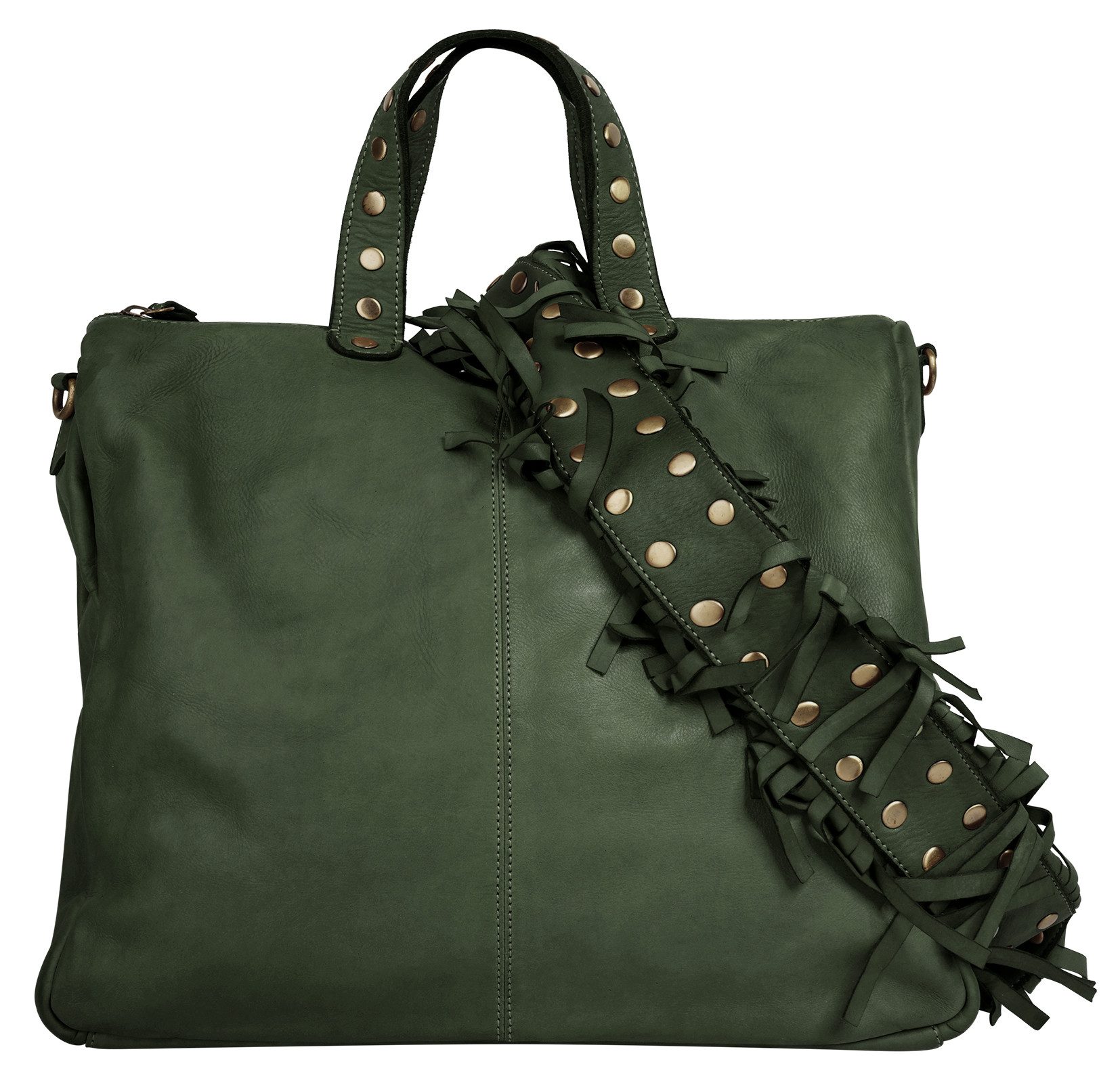 Samantha Look Schoudertas echt leer, made in italy dames tassen maat Onesize groen