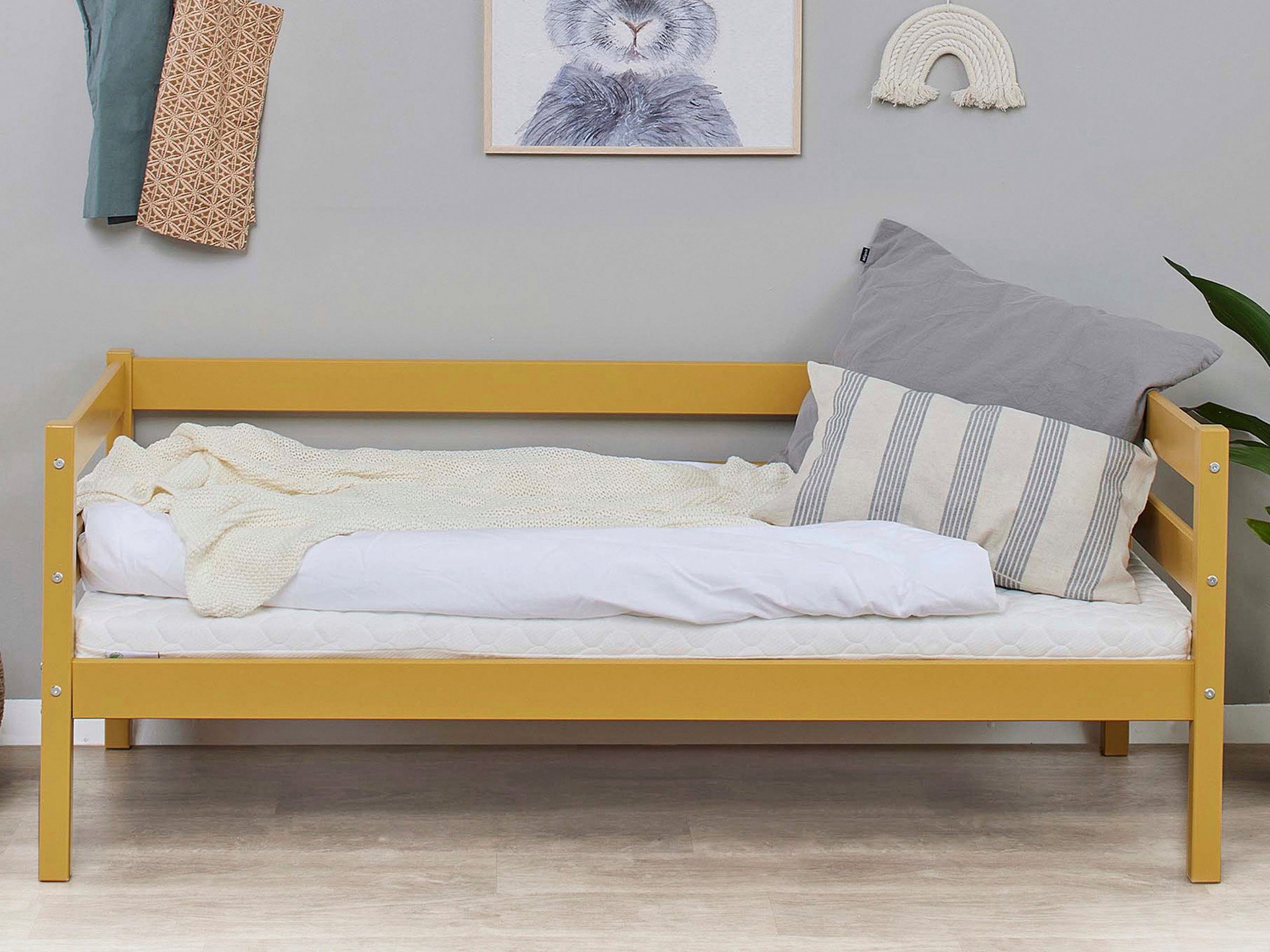 Hoppekids 1-persoonsledikant ECO Comfort kinderbed, massief grenenhout, tienerbed inclusief lattenbodem (set)