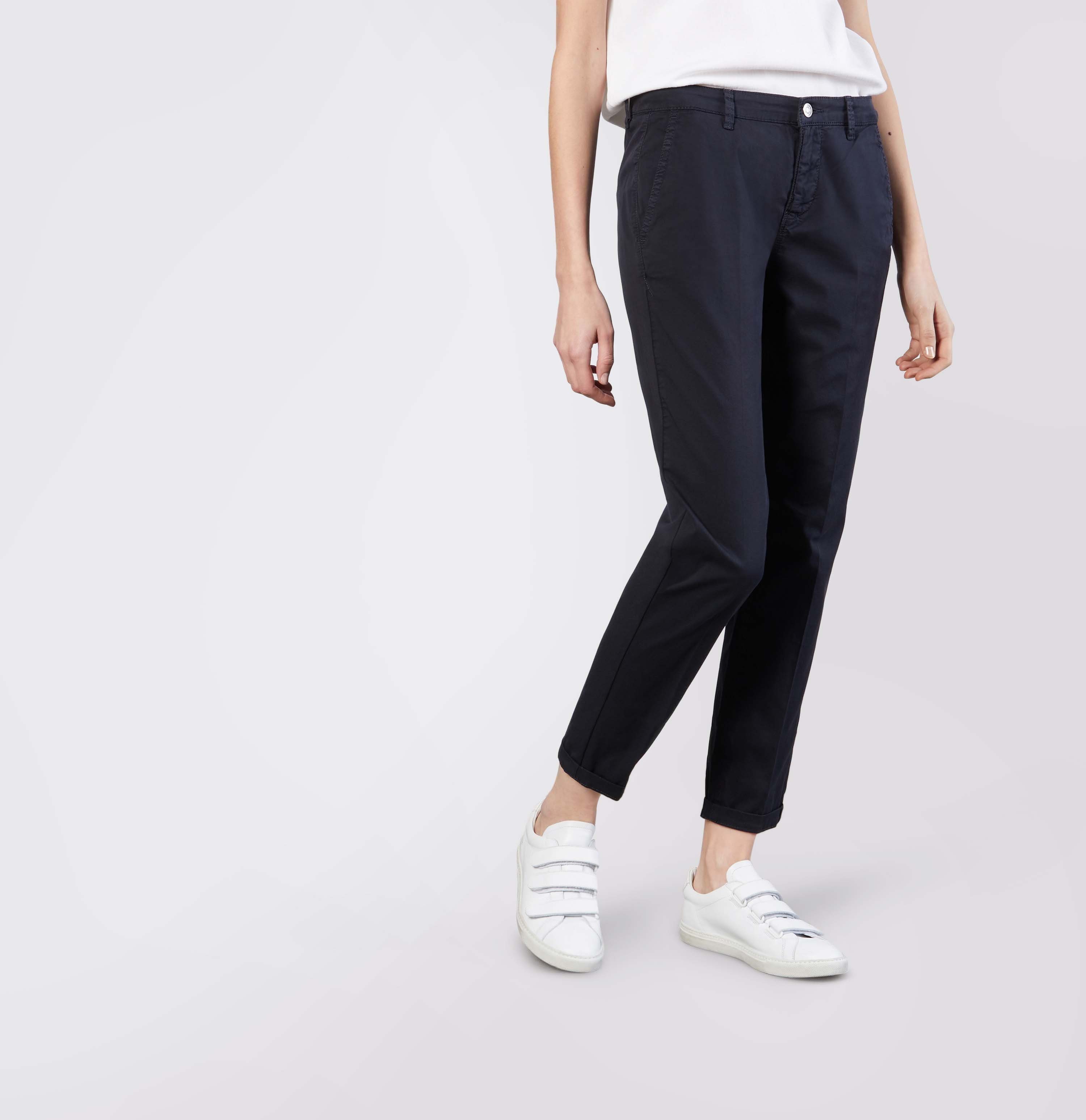 MAC high waist cropped chino van twill met persplooien marine