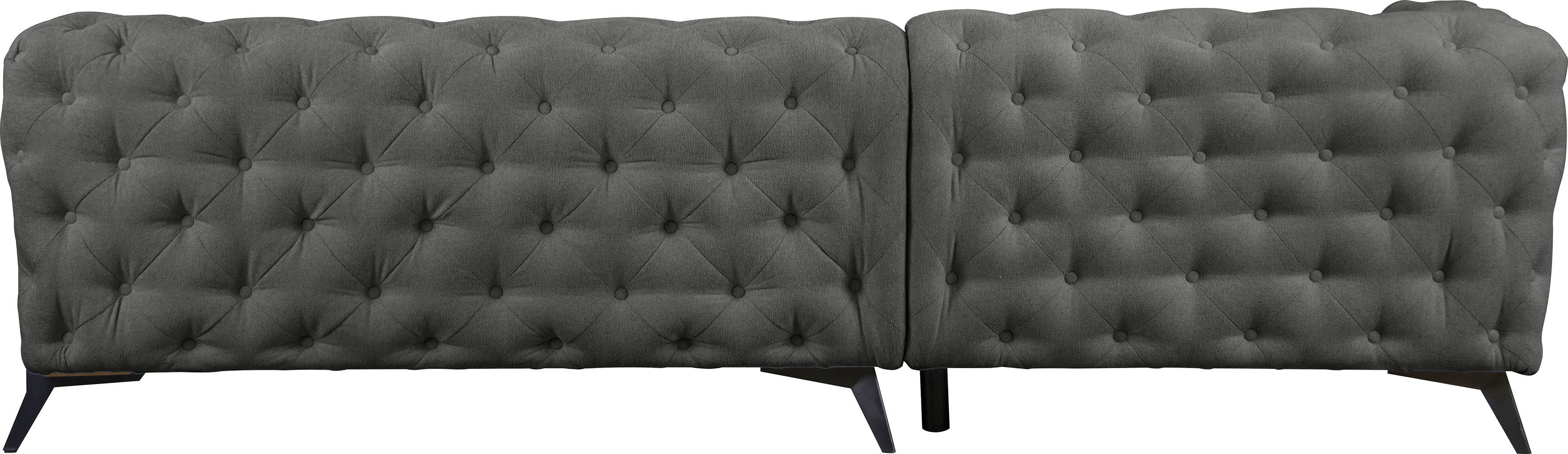 Leonique Chesterfield-bank Amaury L-vorm grote hoekbank, chesterfield-look, breedte 323 cm, kleur van de poten ter keuze