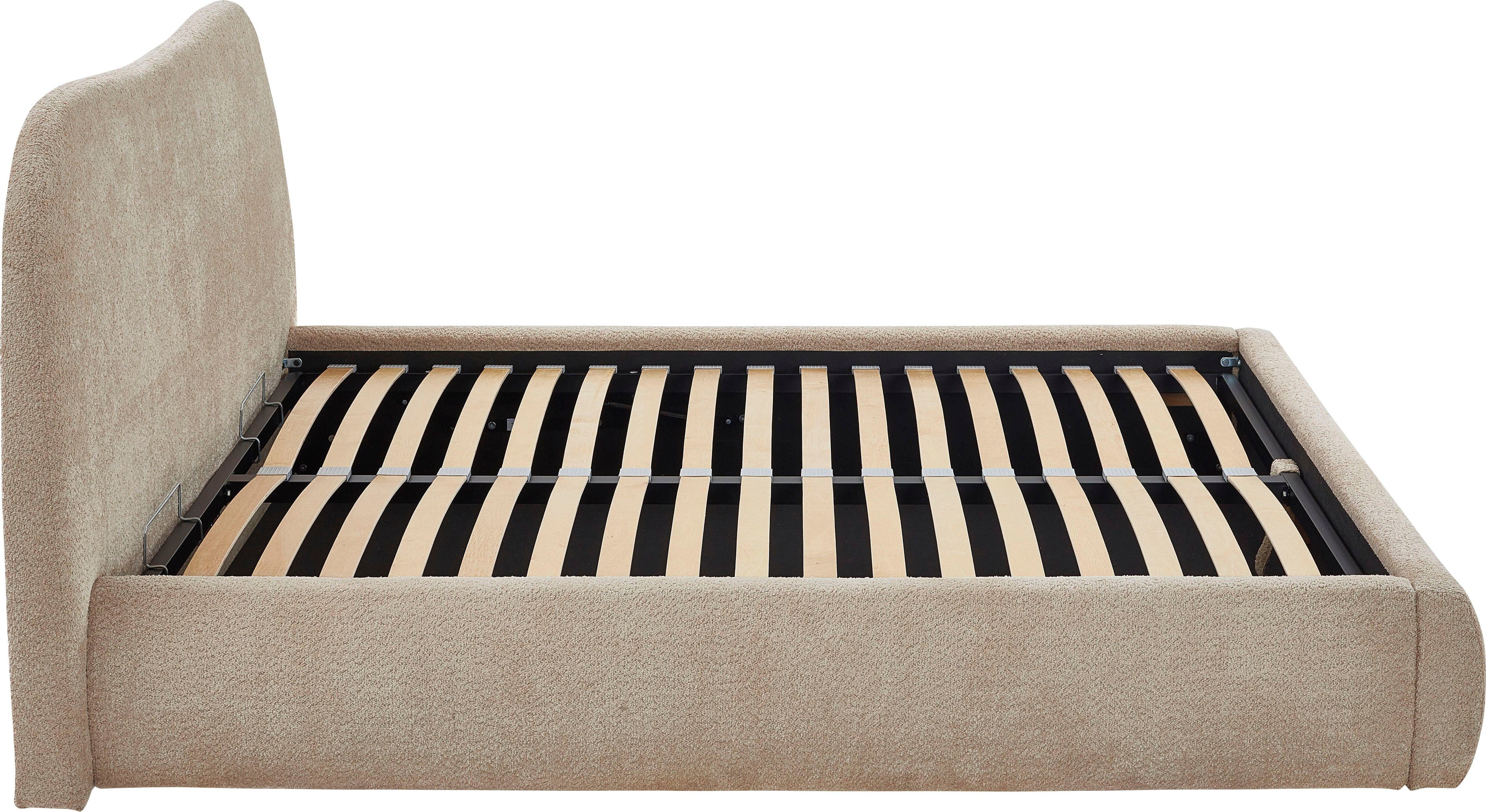 ATLANTIC home collection Gestoffeerd bed Sophie met of zonder opbergruimte, hoogwaardige bouclé bekleding
