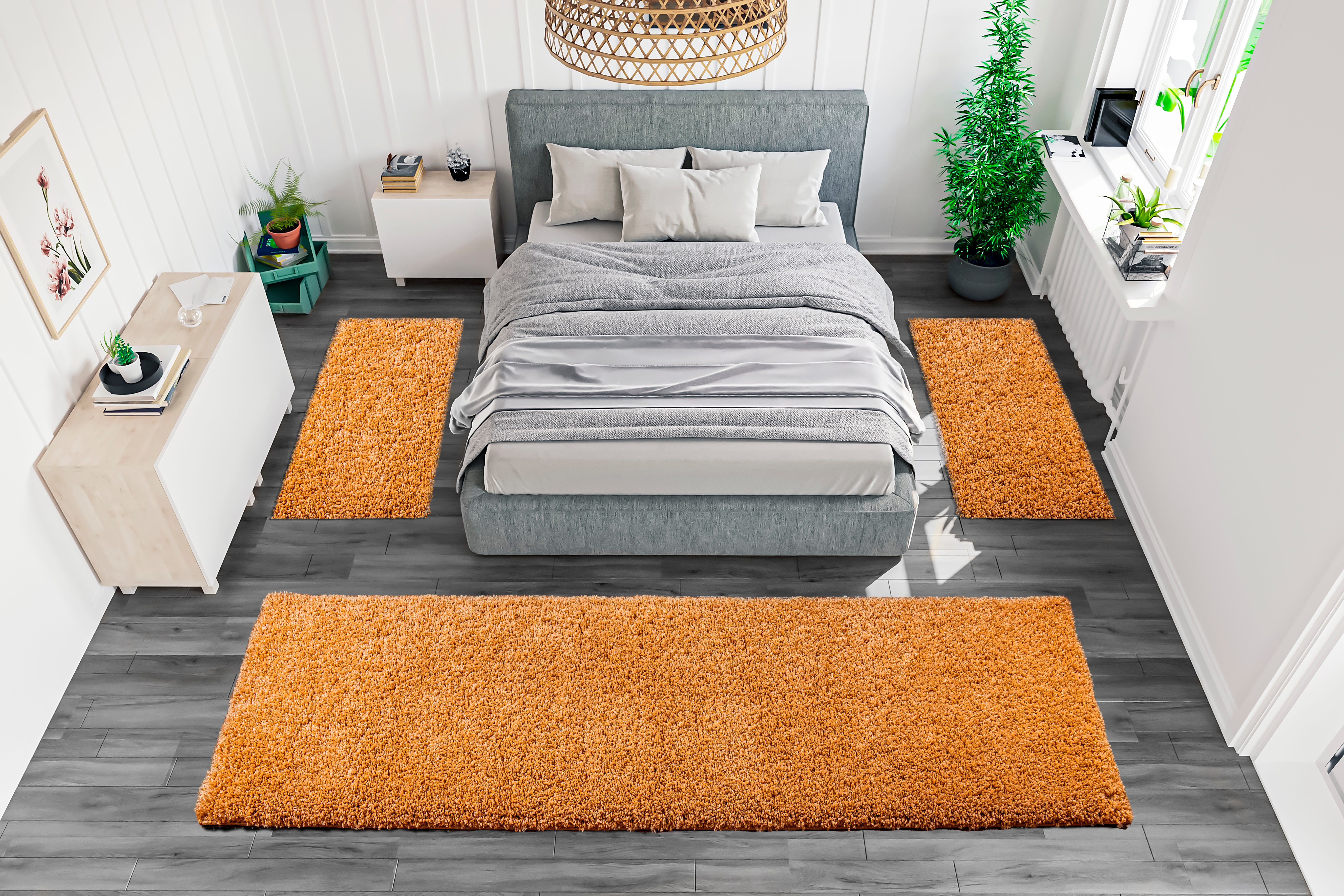 Bruno Banani Set slaapkamerkleedjes Shaggy Soft geweven, unikleuren, bijzonder zacht, slaapkamerkleed, loperset