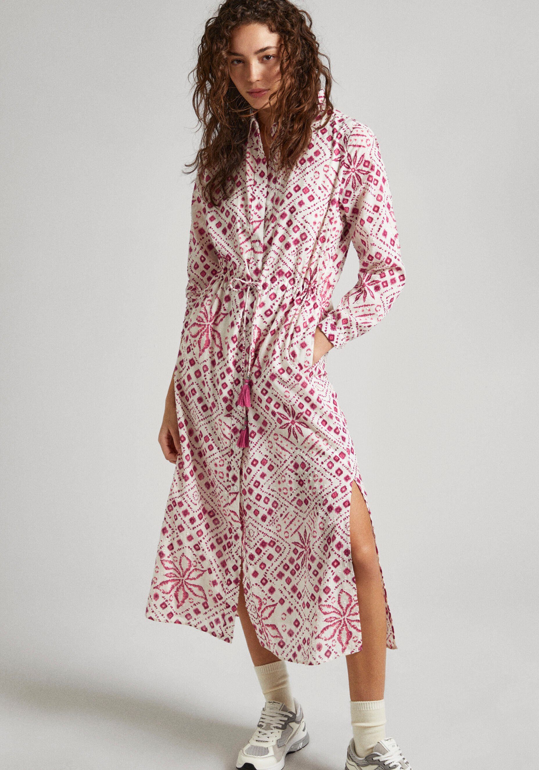 Pepe Jeans Blousejurk PAZ allover bedrukt, met bindband