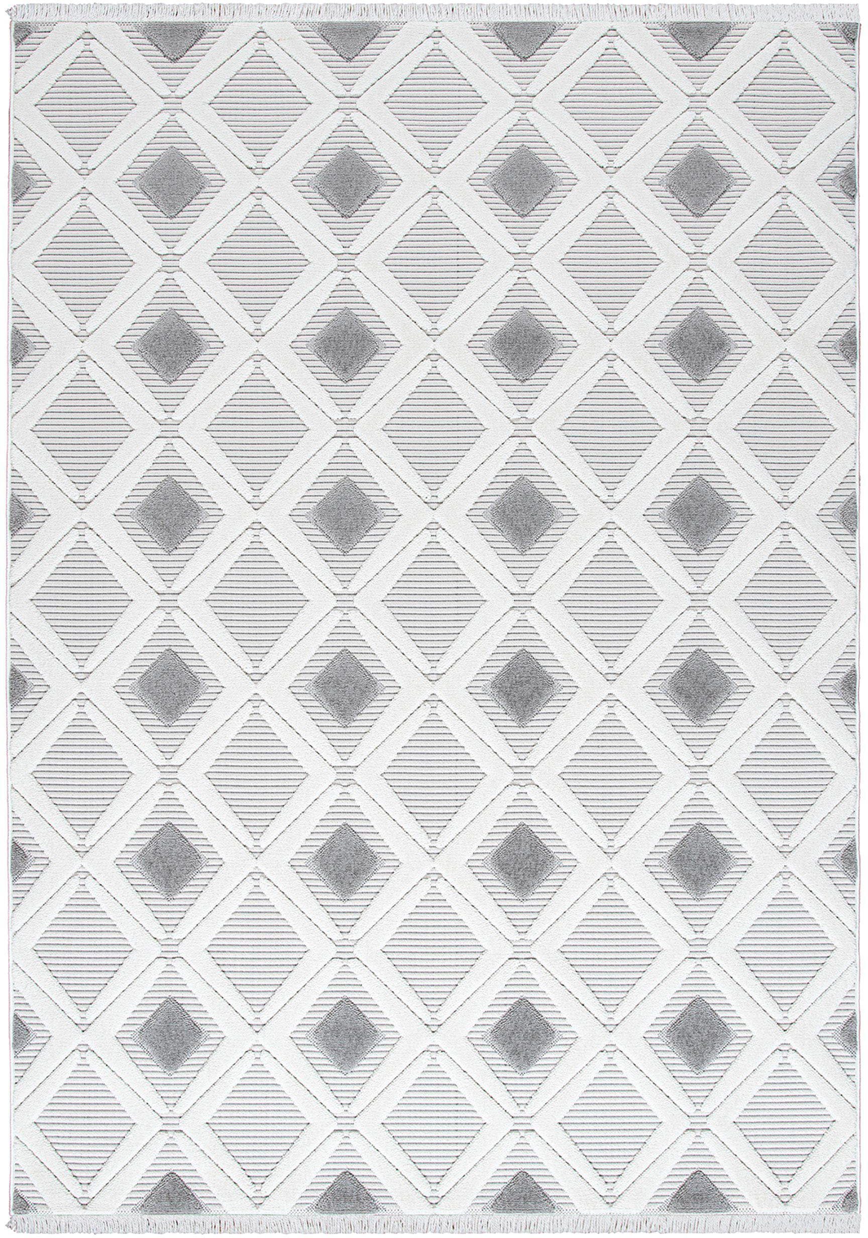 Sehrazat Vloerkleed Scandi 9830 Korte pool, 3D-effect uitstraling, hoog-laag structuur, woonkamer