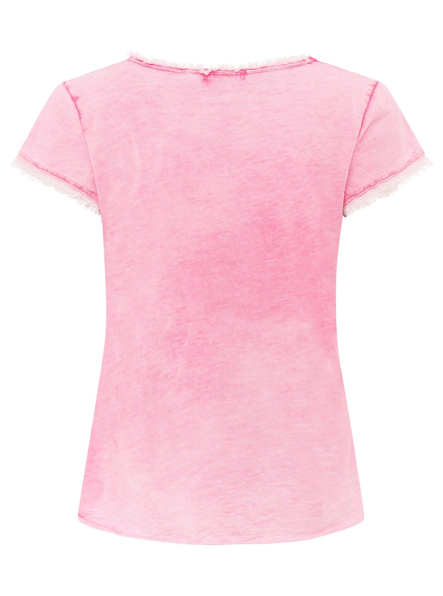 Zwillingsherz T-shirt Positive Mind met v-halslijn, stempeldruk en zoom in used-look