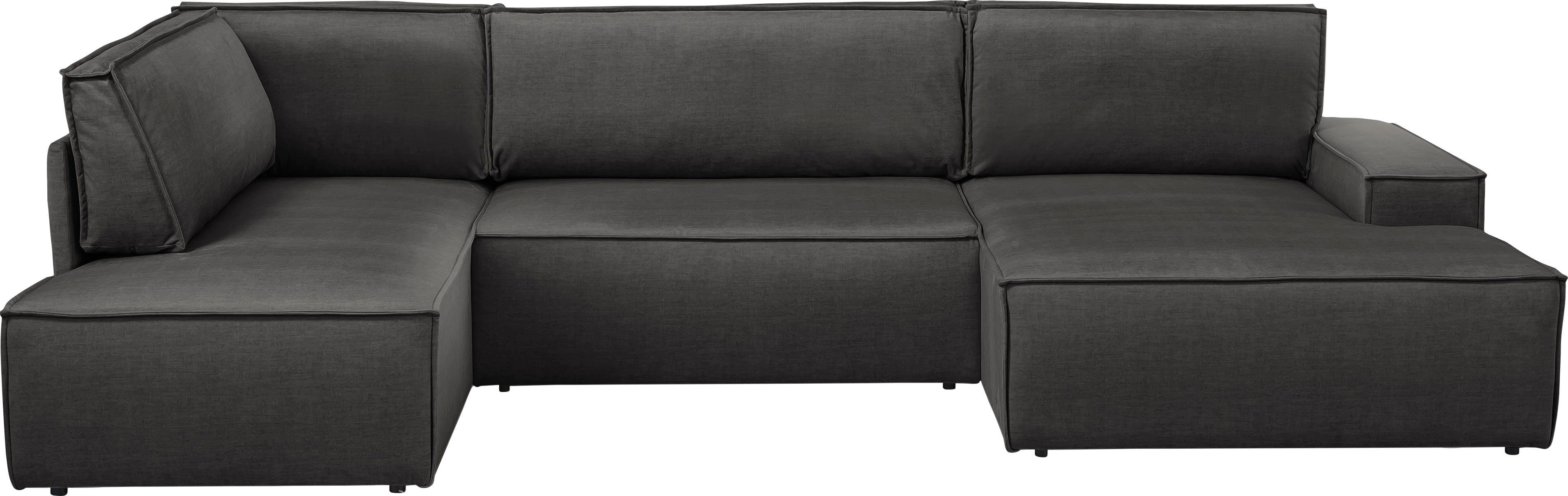 Home affaire Zithoek SHERWOOD 329 cm, U-vorm, slaapbank, Slaapfunctie met bedkist (194x139 cm), cord, vintage, fluweel