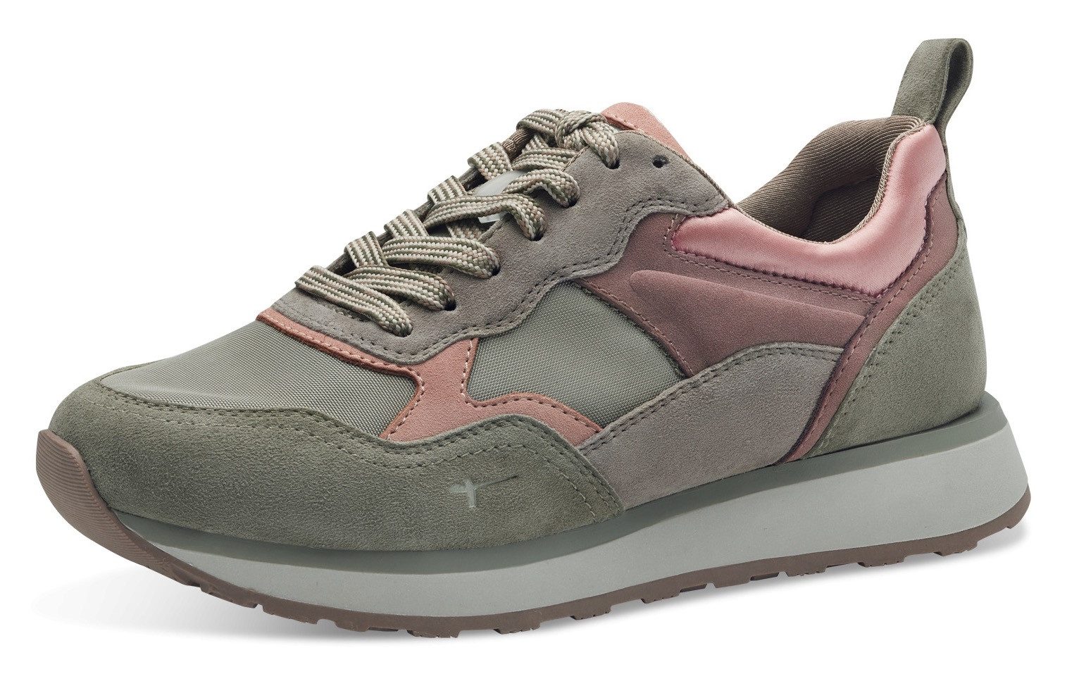 Tamaris Sneakers met sleehak vrijetijdsschoen, lage schoen, veterschoen met contrastafwerkingen