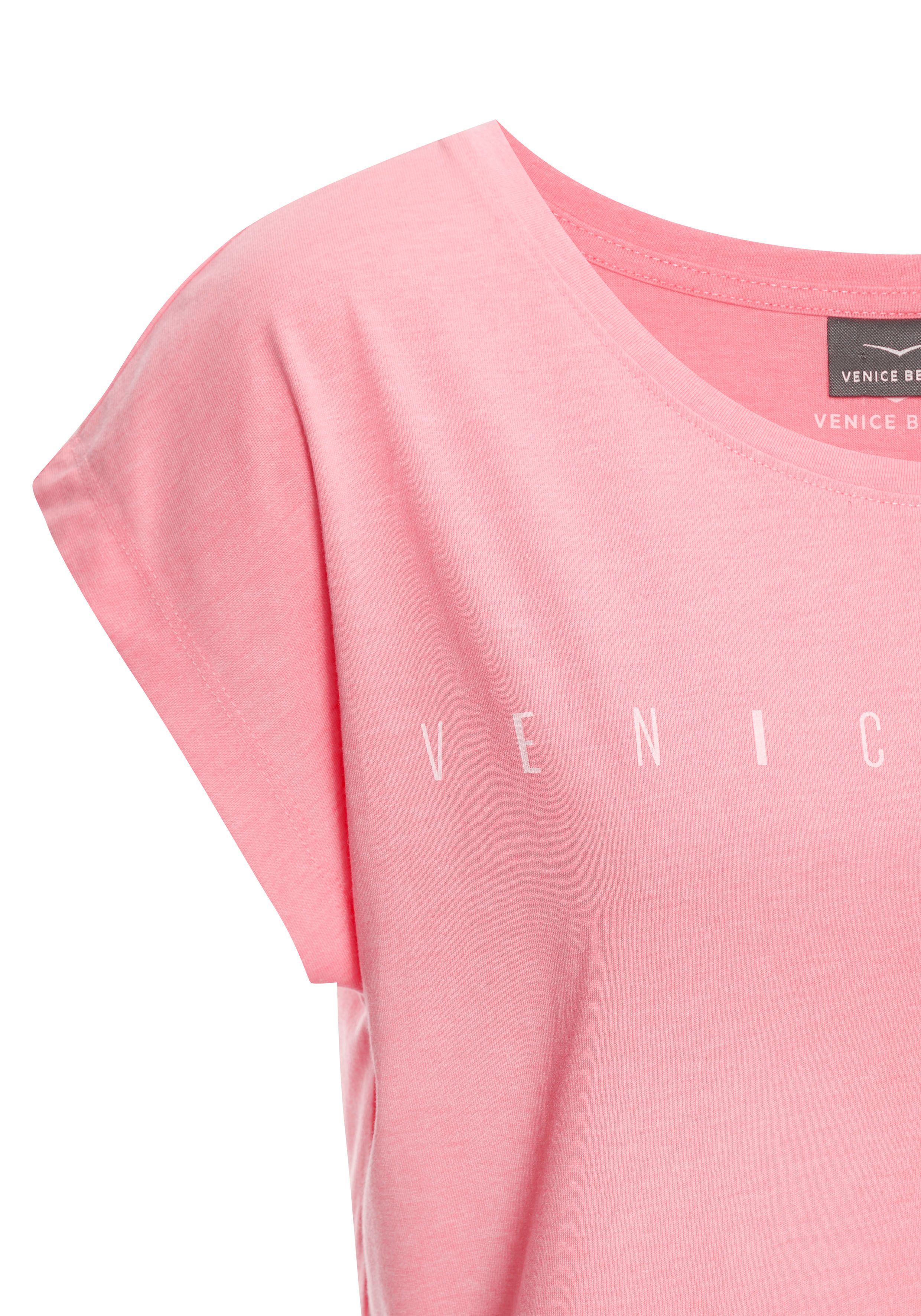 Venice Beach Shirt met korte mouwen met frontprint, t-shirt van katoenmix, basic, casual