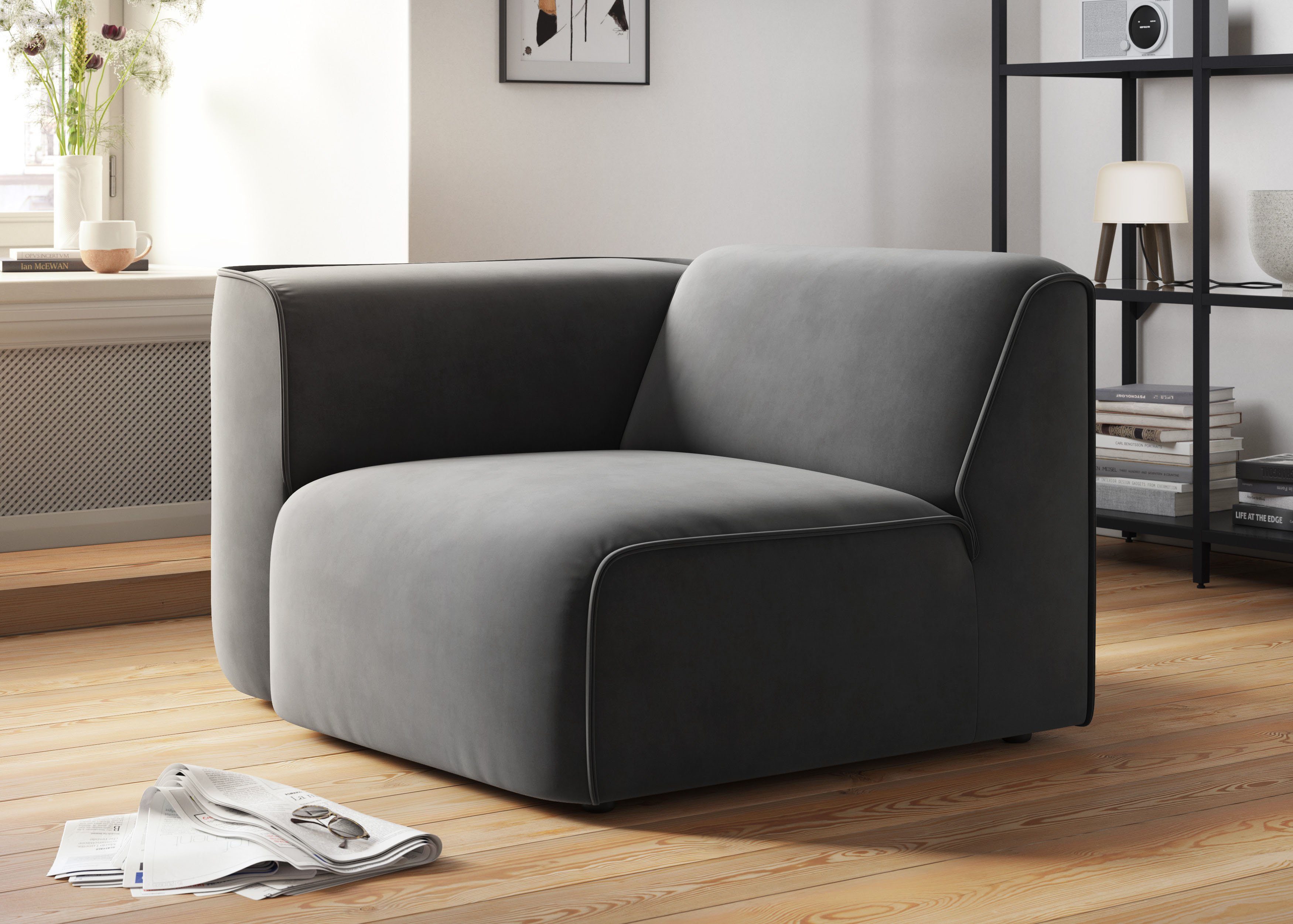 RAUM.ID Fauteuil Merid sofa-hoekelement, afmetingen B/D/H: 109/97/46 cm als module of apart te gebruiken, voor individuele samenstelling