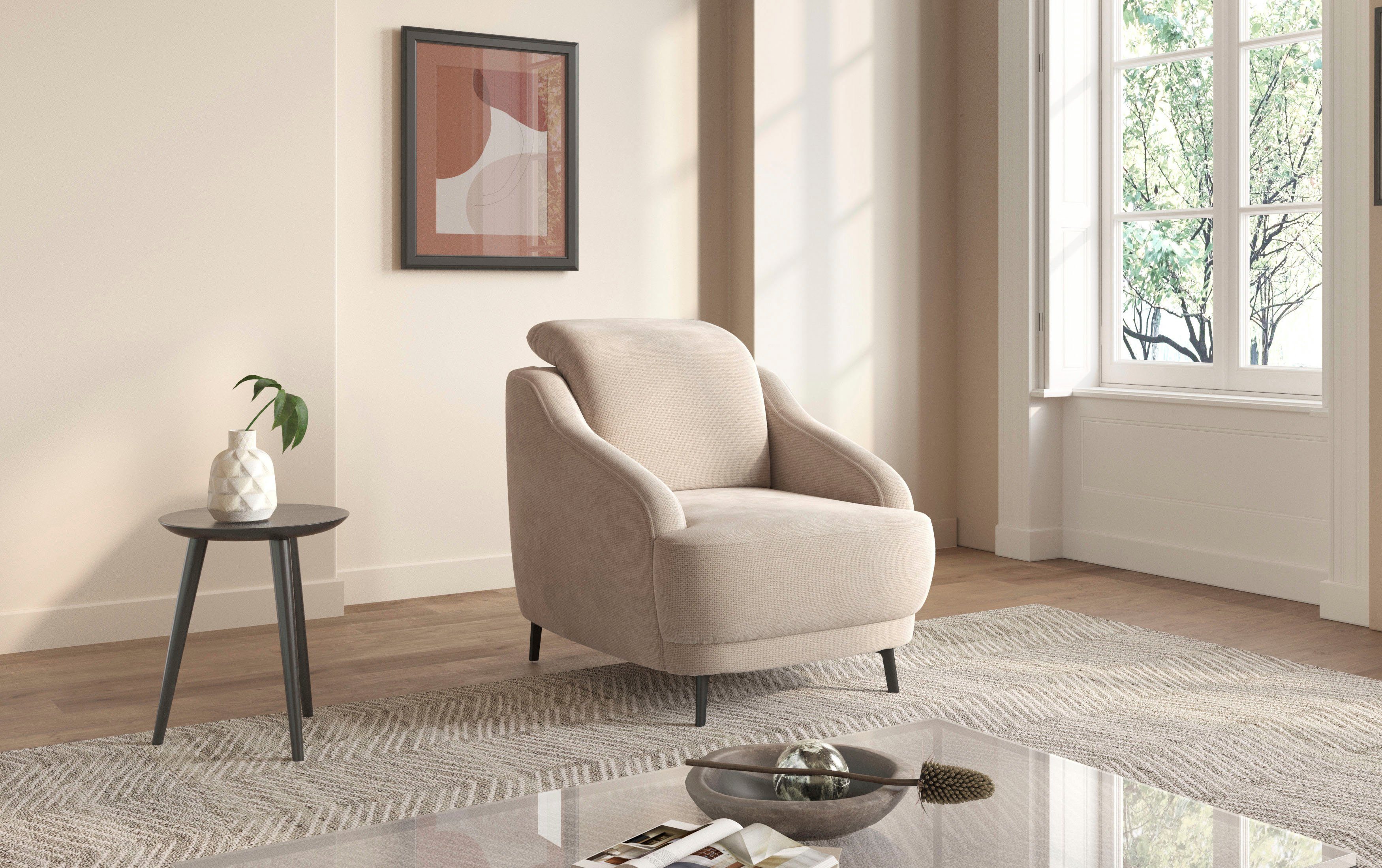 sit&more Fauteuil Blues met metalen poten, matzwart (1 stuk)