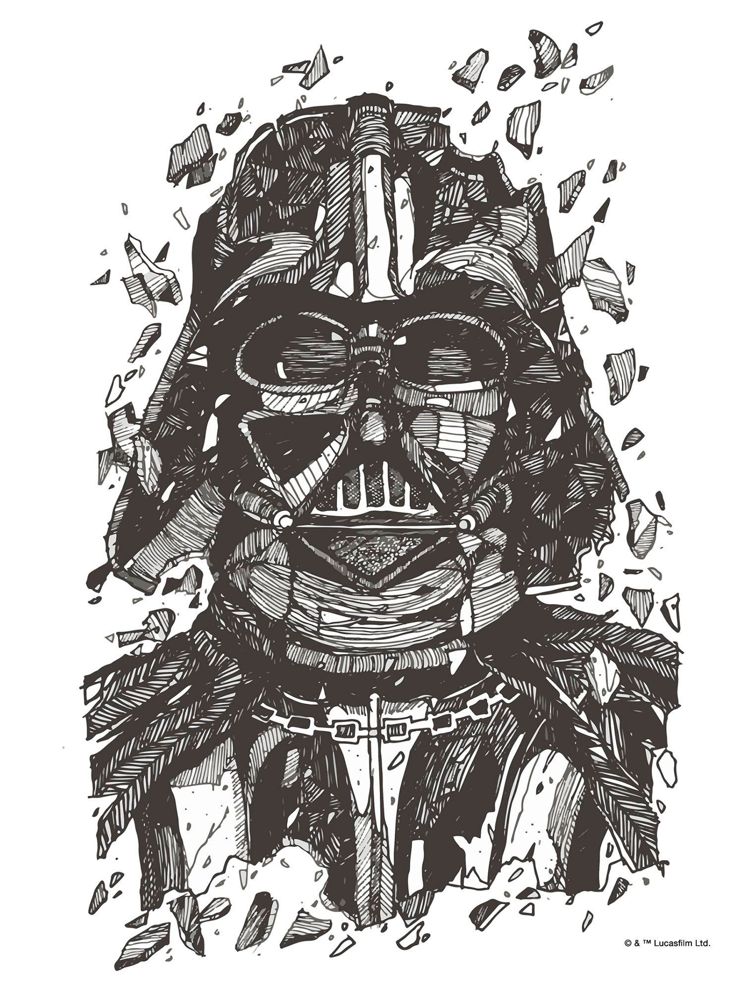 Komar Wanddecoratie Star Wars Darth Vader Drawing Wanddecoratie voor de kinderkamer - zonder lijst (1 stuk)