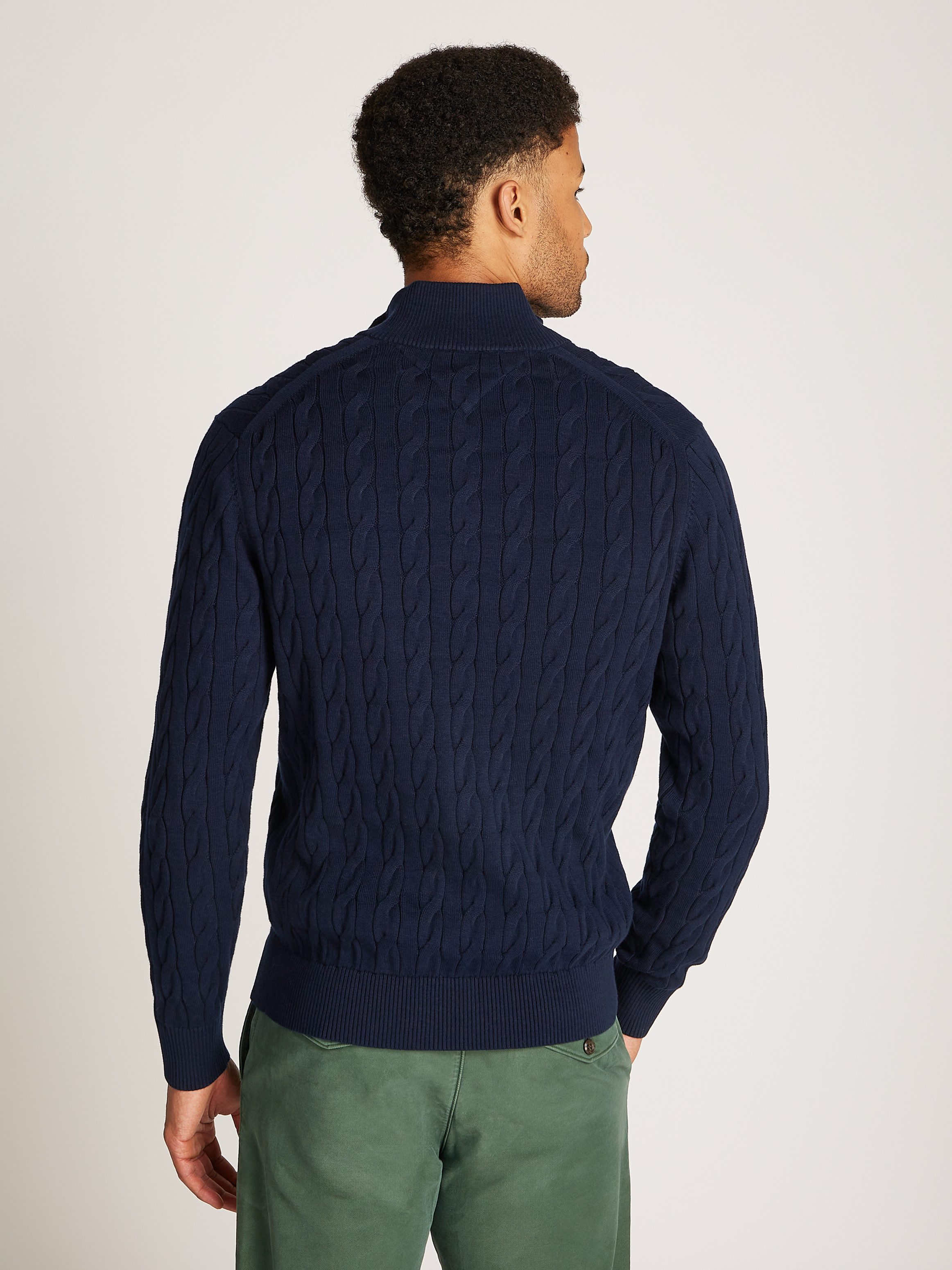 Tommy Hilfiger Gebreide trui CLASSIC COTTON CABLE ZIP MOCK
