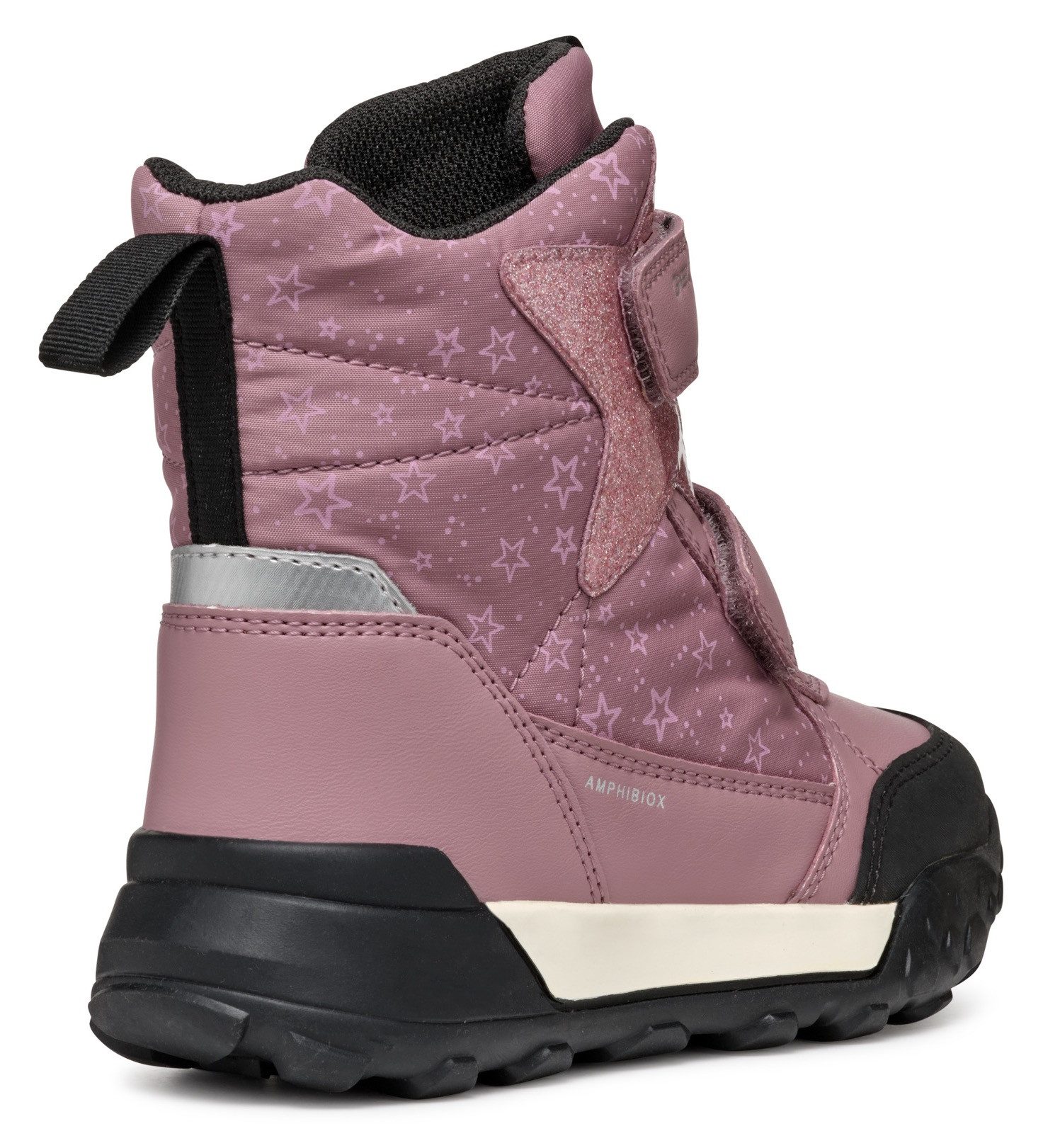 Geox Winterlaarzen J TREKKYUP GIRL B ABX Klittenbandlaarzen, sneeuwlaarzen, winterlaarzen met metallic look