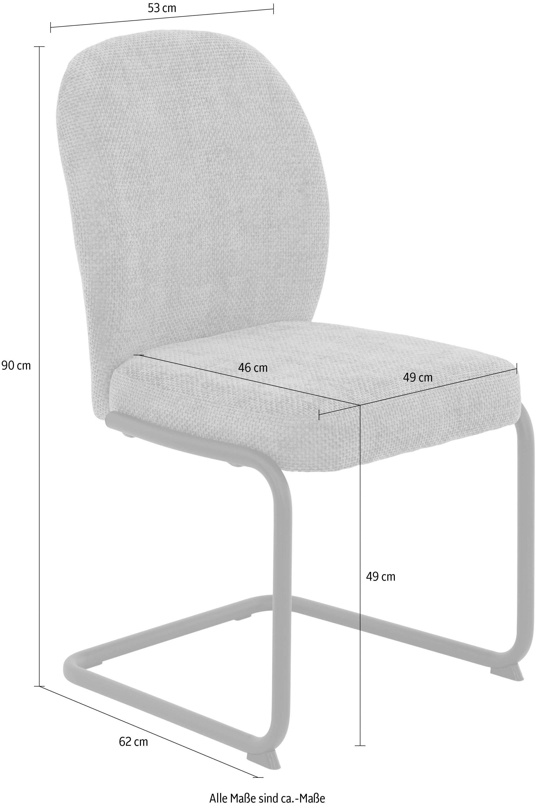 HELA Vrijdragende stoel KAREN Eetkamerstoel, ronde buisconstructie, gestoffeerd, geweven stof, schommelstoel (set, 2 stuks)