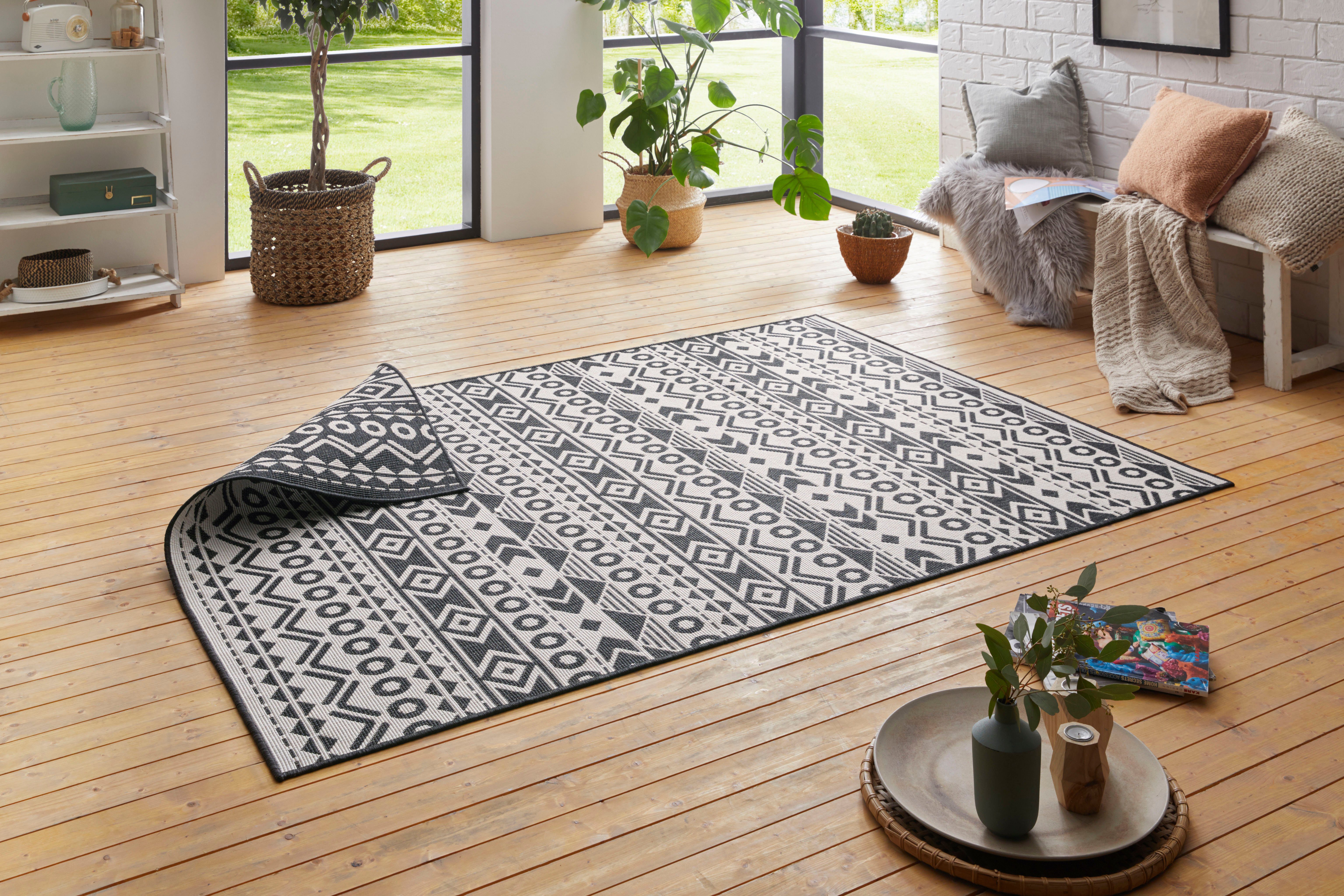 my home Vloerkleed Grover Robuust, gemakkelijk in onderhoud, platweefsel, tweezijdig te gebruiken kleed