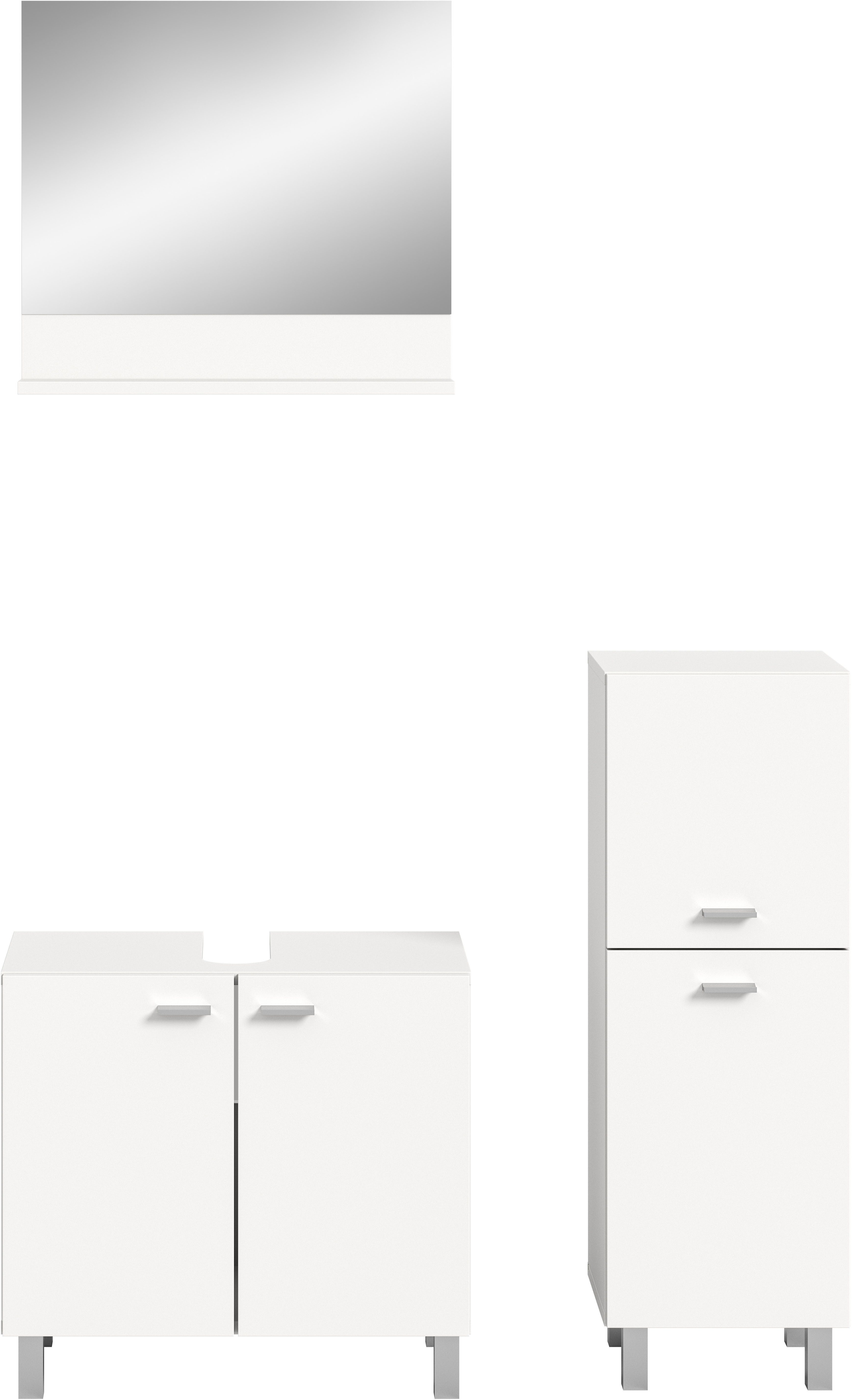 welltime Badmeubelset Tampa, breedte 102cm, 3-delig Wastafelonderkast, spiegel, halfhoge kast (3 stuks)