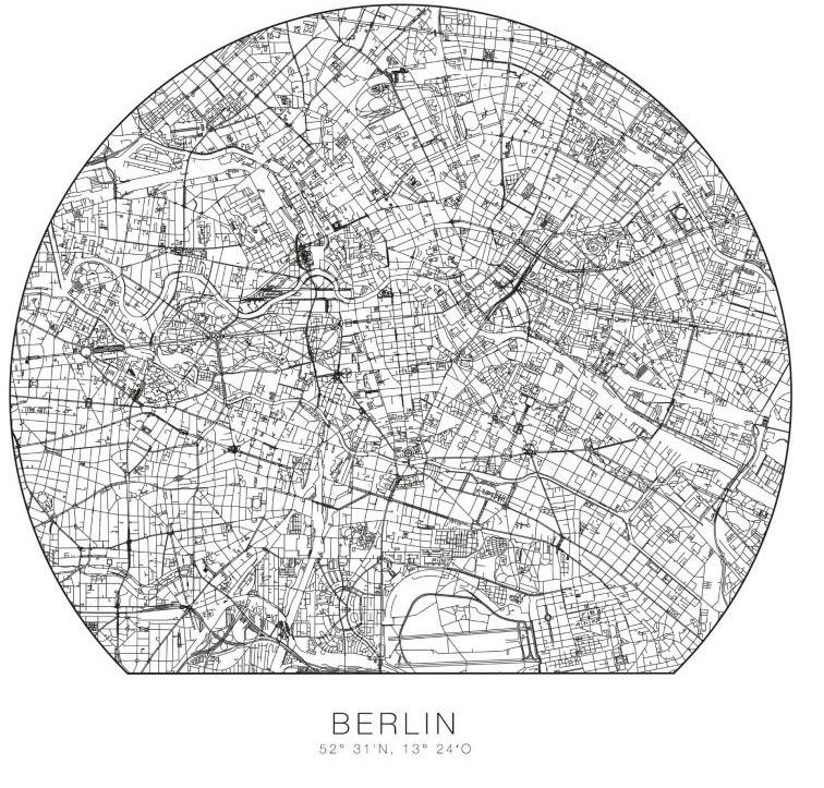 Wall-Art Wandfolie Muursticker Berlijn plattegrond (1 stuk)