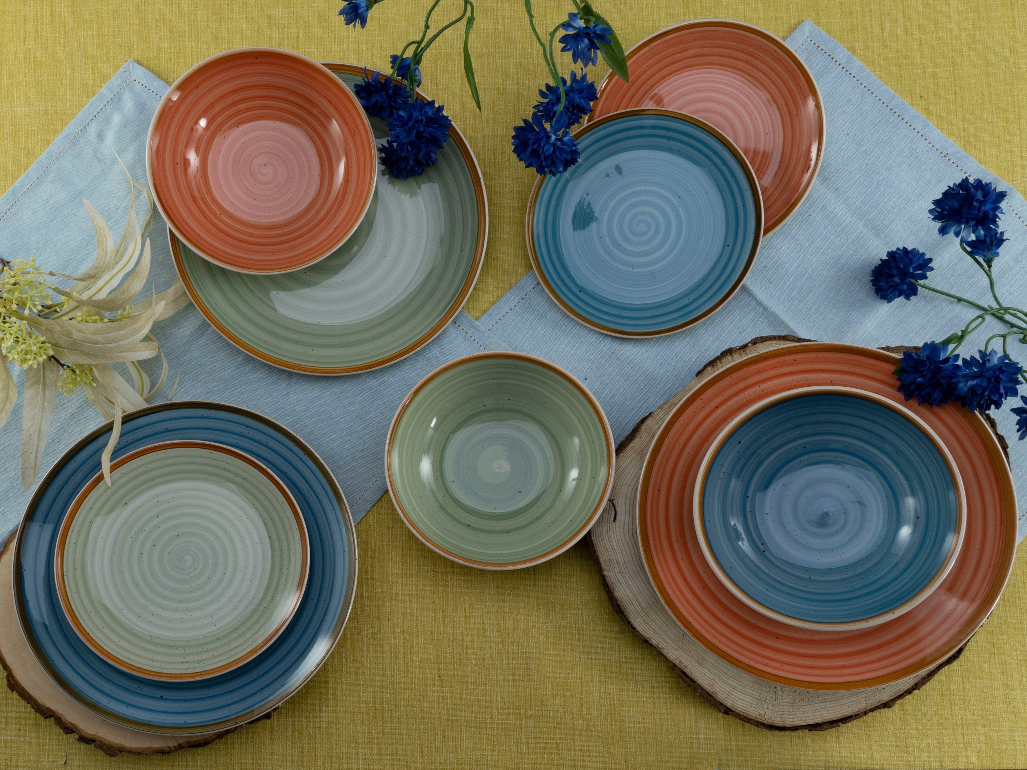 CreaTable Combi-servies Servies-set Country Servies, spiraaldecoratie, 24 delen, voor 6 personen (set, 24-delig)