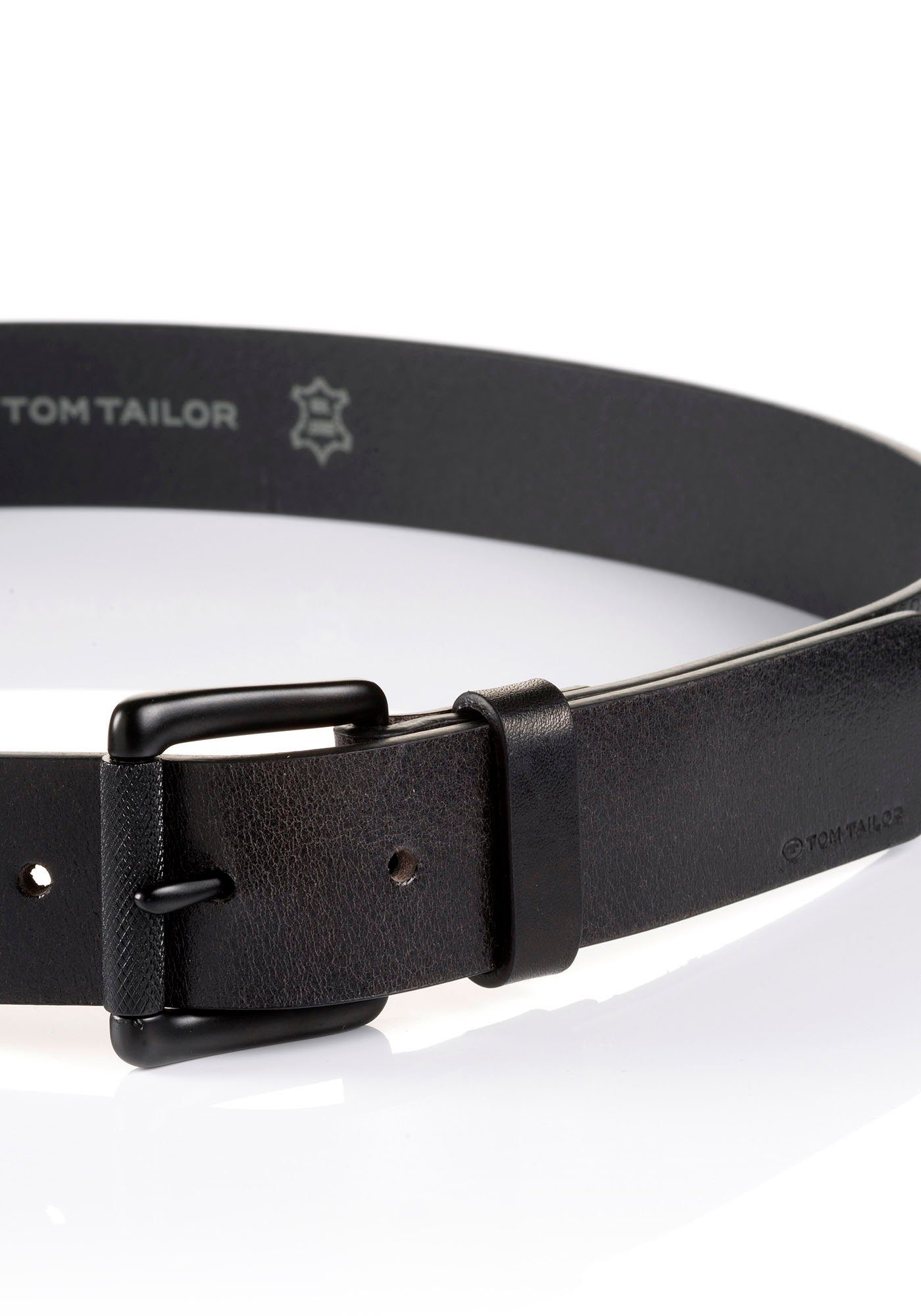 Tom Tailor Leren riem TTJASPER 3,5 cm brede herenriem, ideaal voor jeans tot maat 120
