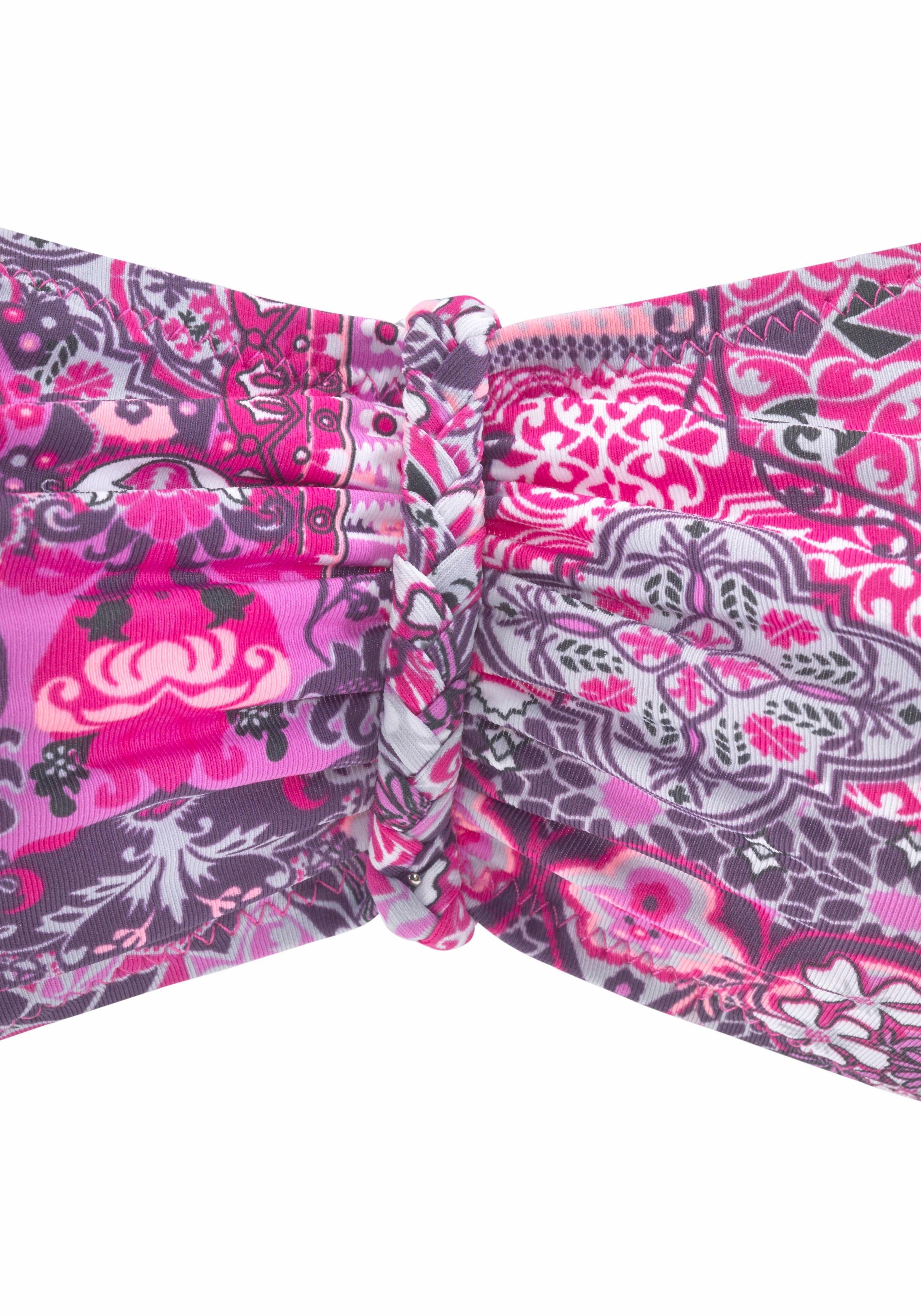 Buffalo Bandeau-bikinitop Shari met paisleyprint dames bandeaubikini's maat 32 paars