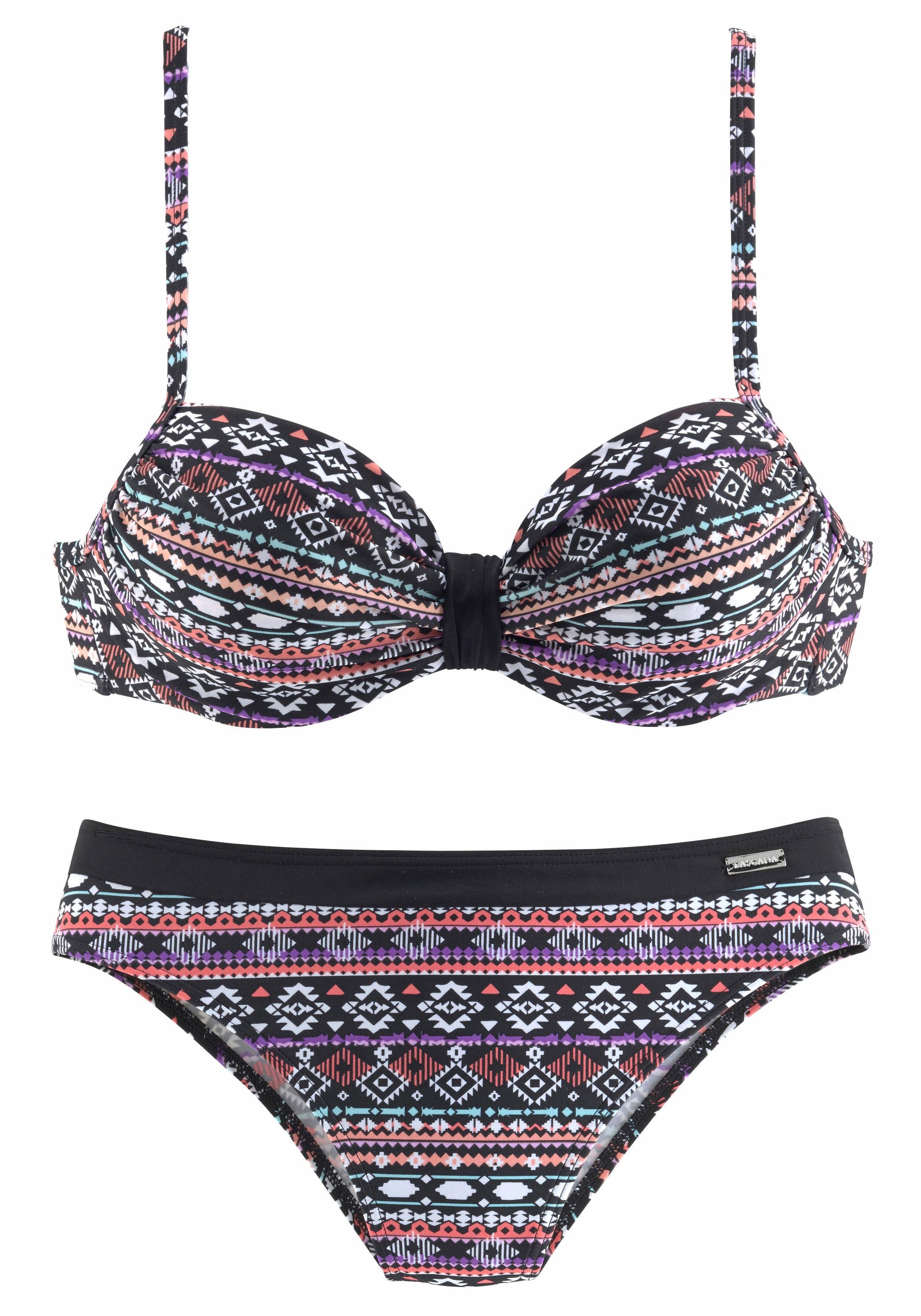 Lascana Beugelbikini met unikleurige lus tussen de cups dames bikini's maat 42 G zwart