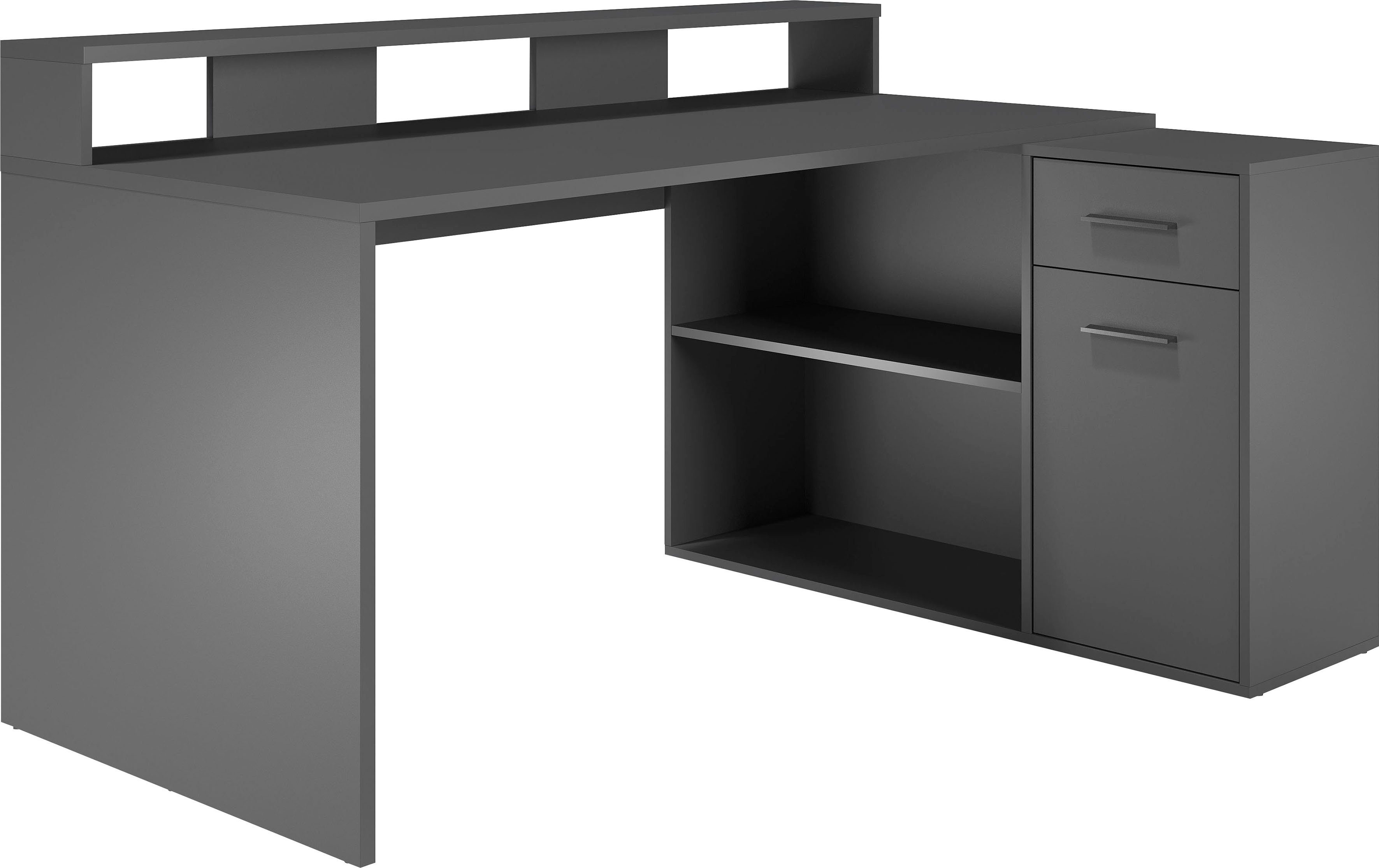 INOSIGN Bureau CHESTER Gamingtafel met lowboard - werktafel afmetingen (B/D/H) 160/115/92 cm (2 stuks) bureaus grijs