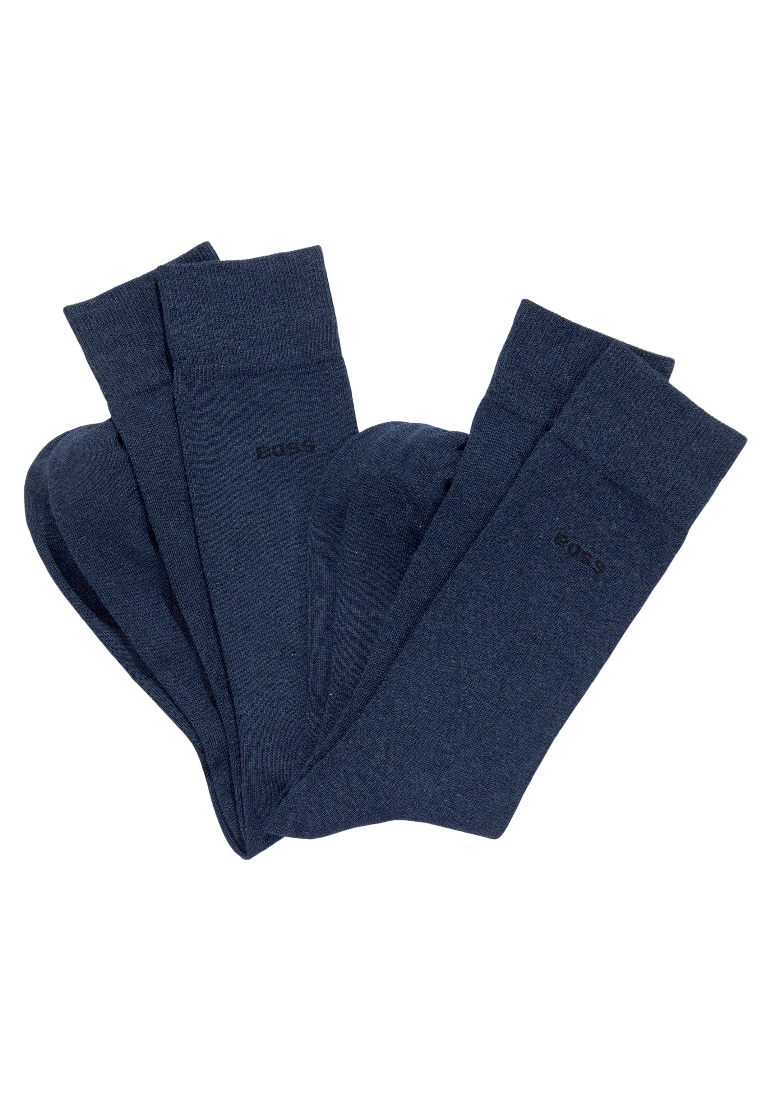 BOSS Business-sokken 2P RS Uni met gebreid boss logo-tekst (2 paar, Set van 2)