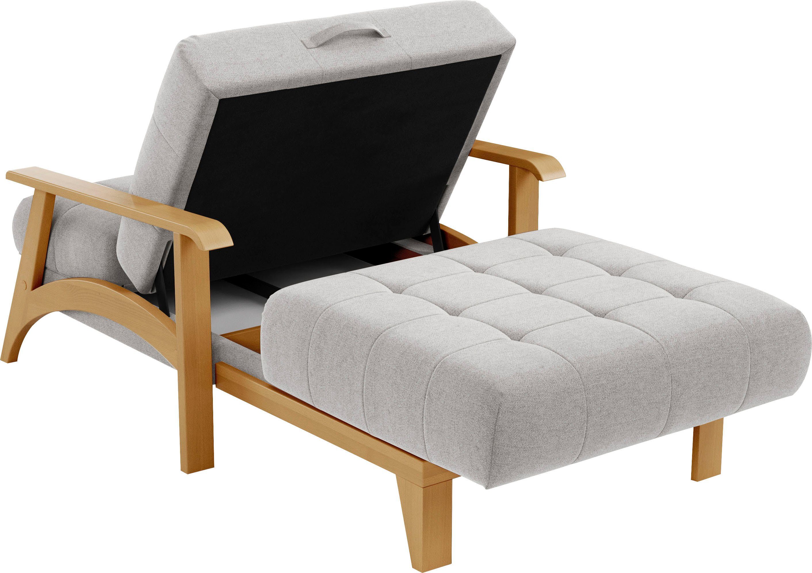 sit&more Récamier Billund Armleuningen van eikenkleurig beukenhout, verschillende bekledingen en kleuren