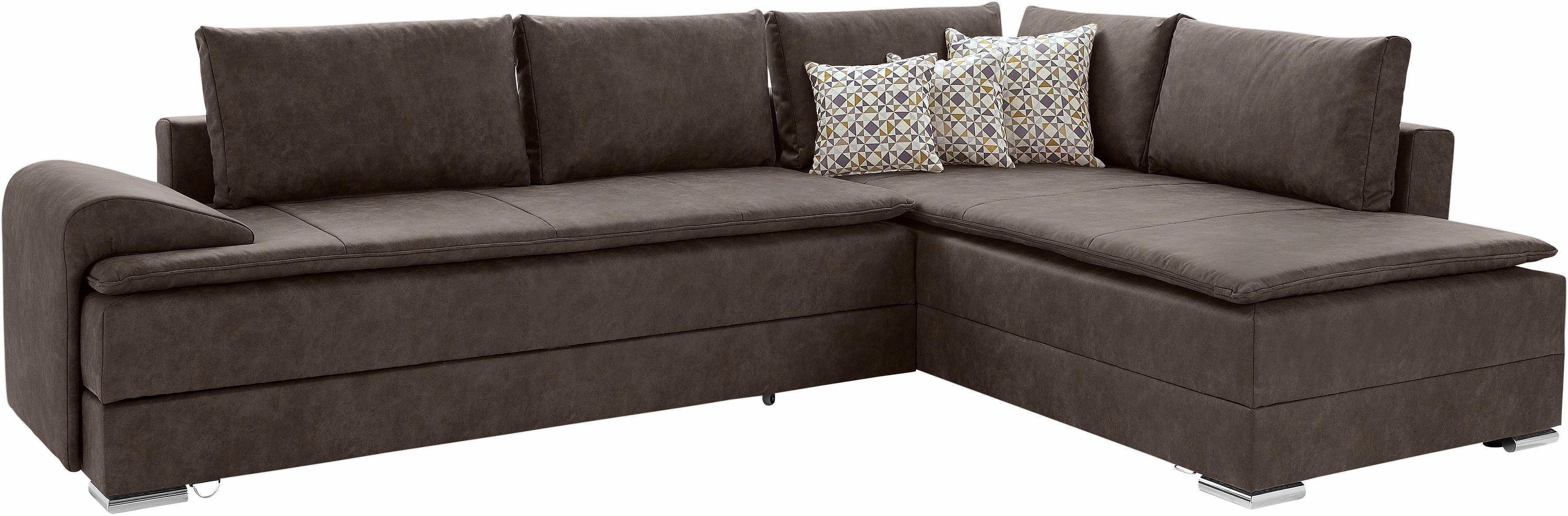 INOSIGN Hoekbank Boxspringbed Night & Day L-vorm met permanente slaapfunctie met armleuning