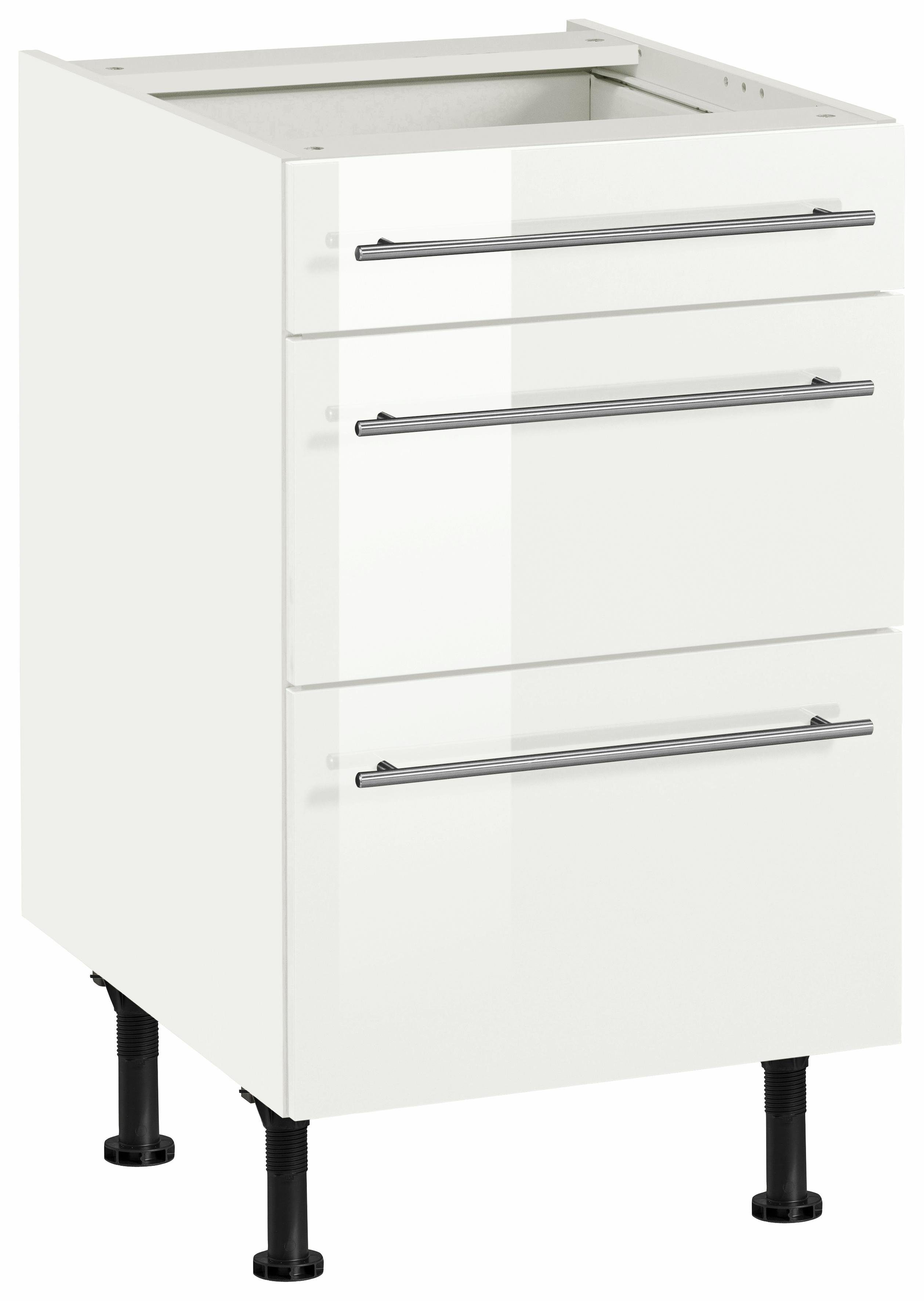 OPTIFIT Onderkast Bern 50 cm breed, met lade en 2 laden, in hoogte verstelbare poten onderkasten wit