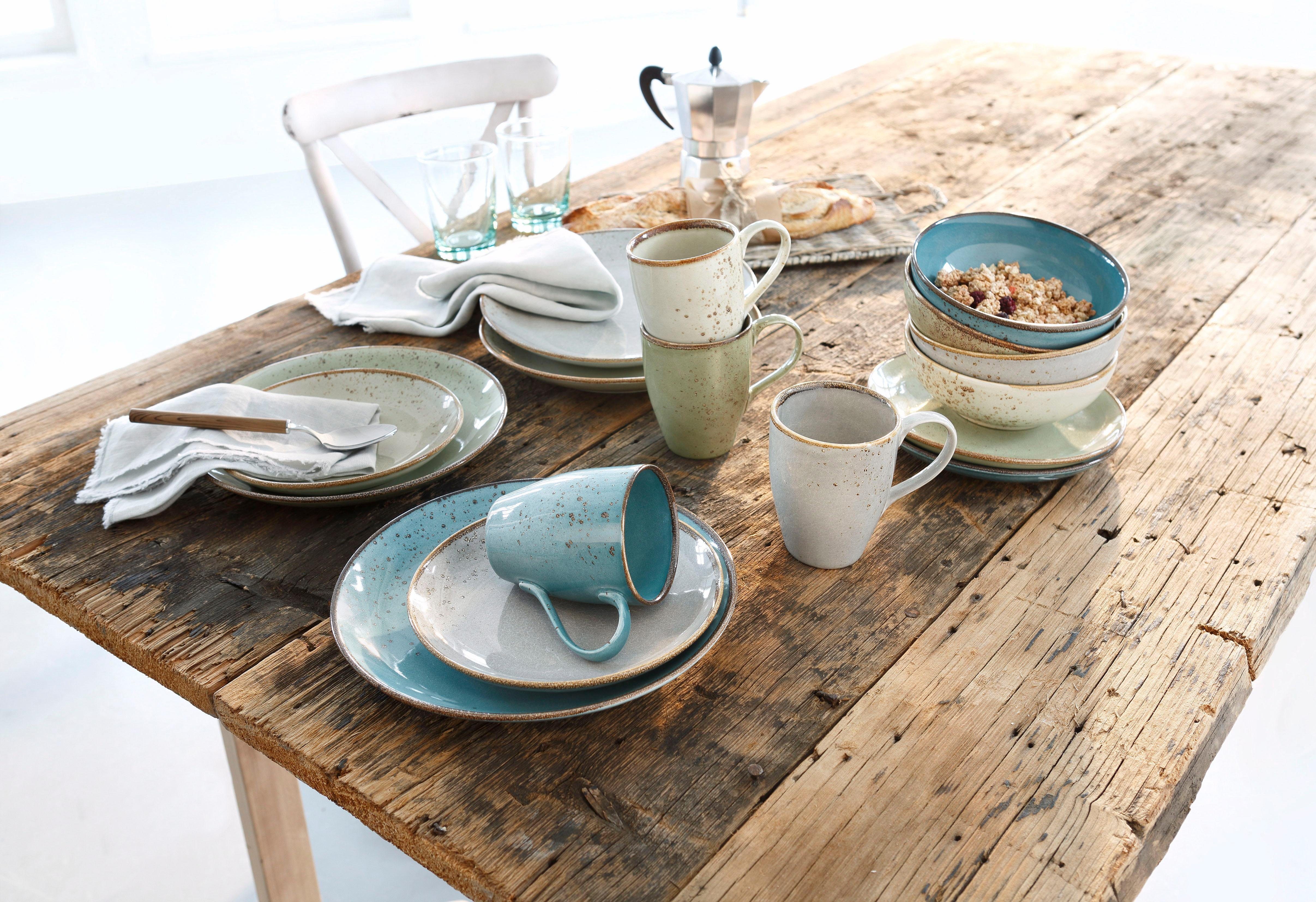 CreaTable Combi-servies Servies-set NATURE COLLECTION Servies, harmonieus natuurlijk glazuur, 16 delen, voor 4 personen (set, 16-delig)