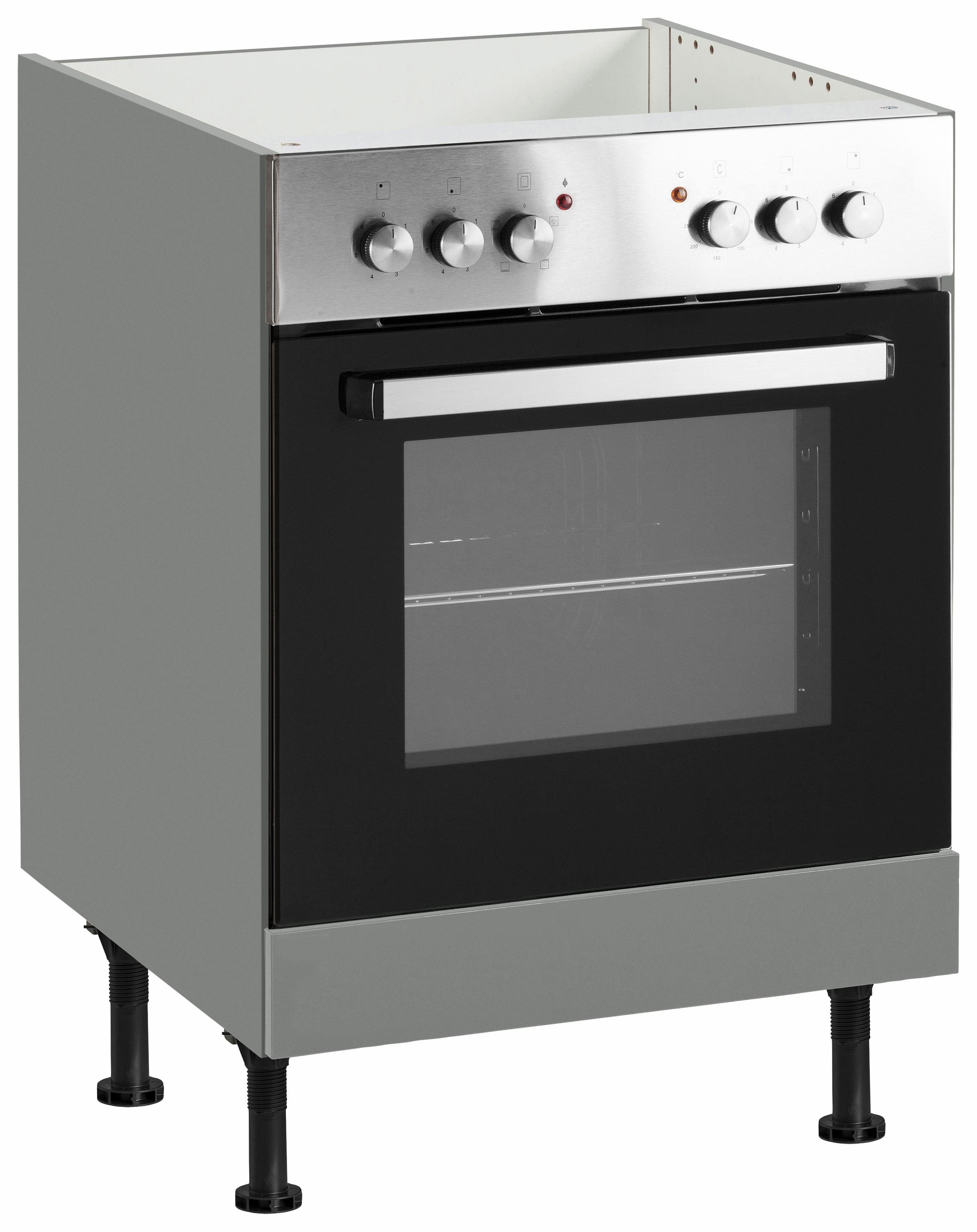 OPTIFIT Ombouwkast voor oven Bern 60 cm breed, met in hoogte verstelbare stelpoten ombouwkasten grijs