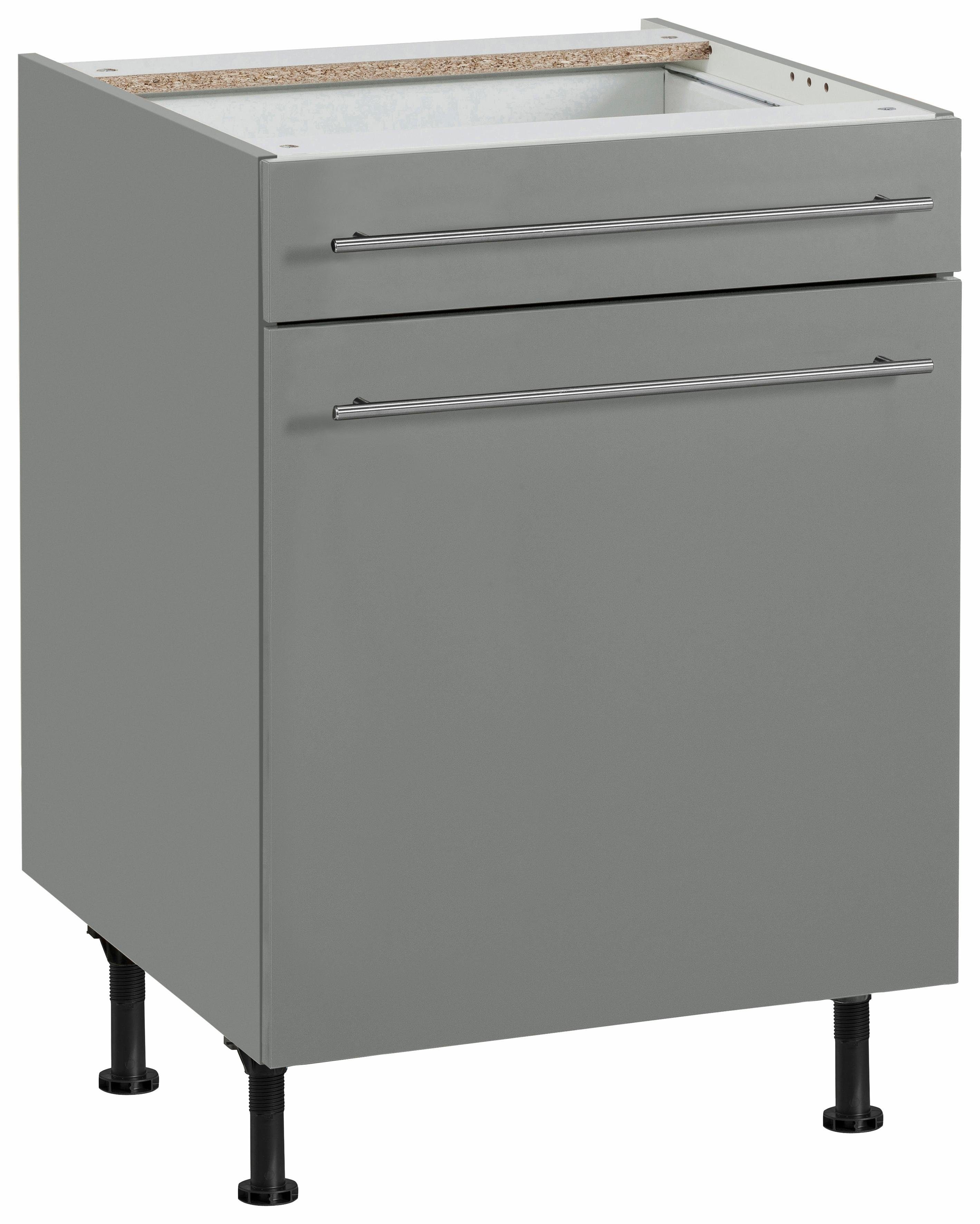 OPTIFIT Onderkast Bern 60 cm breed, met deur en lade, met in hoogte verstelbare poten onderkasten grijs