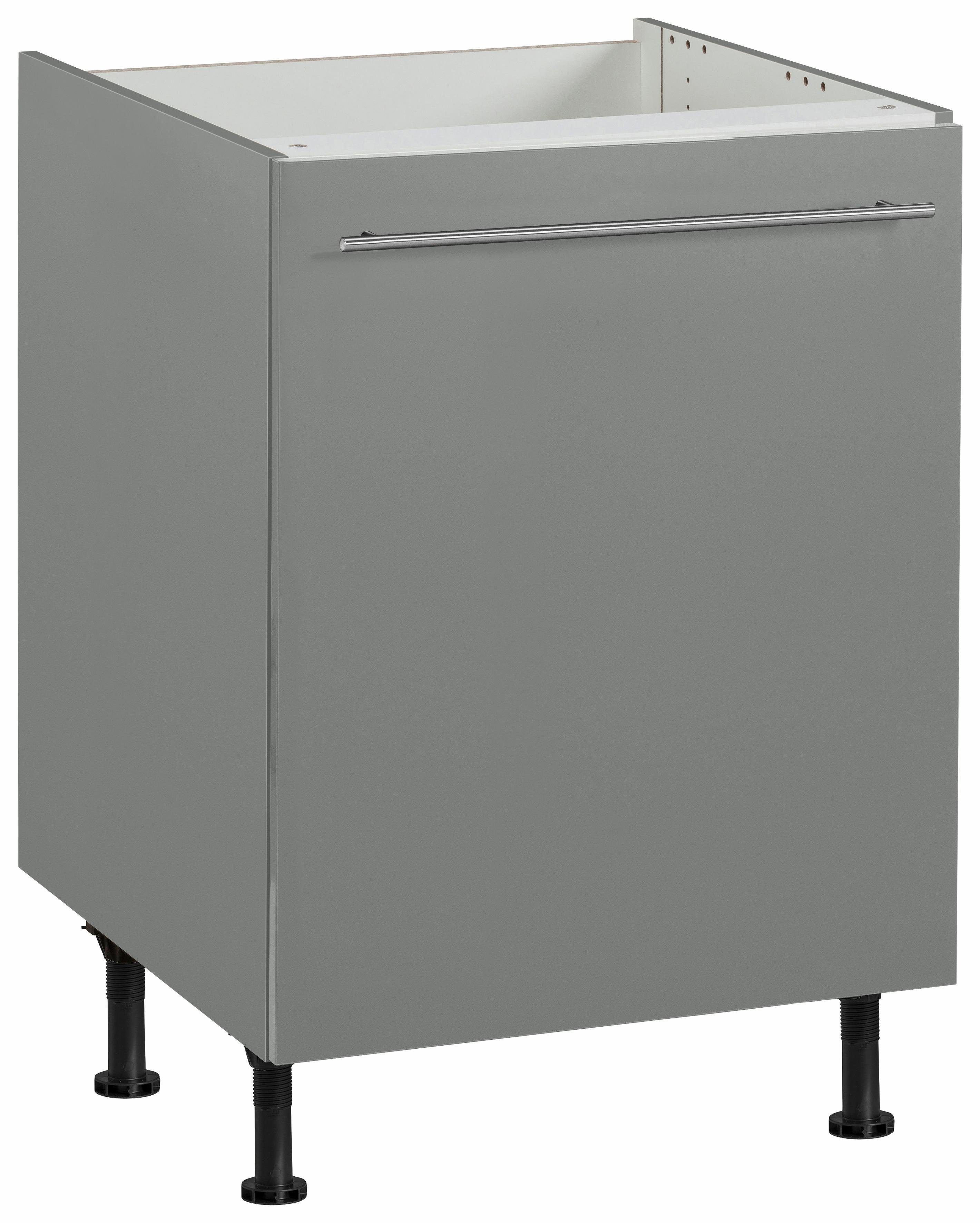OPTIFIT Gootsteenkast Bern 60 cm breed, met 1 deur, met in hoogte verstelbare poten, met metalen greep gootsteenkasten grijs