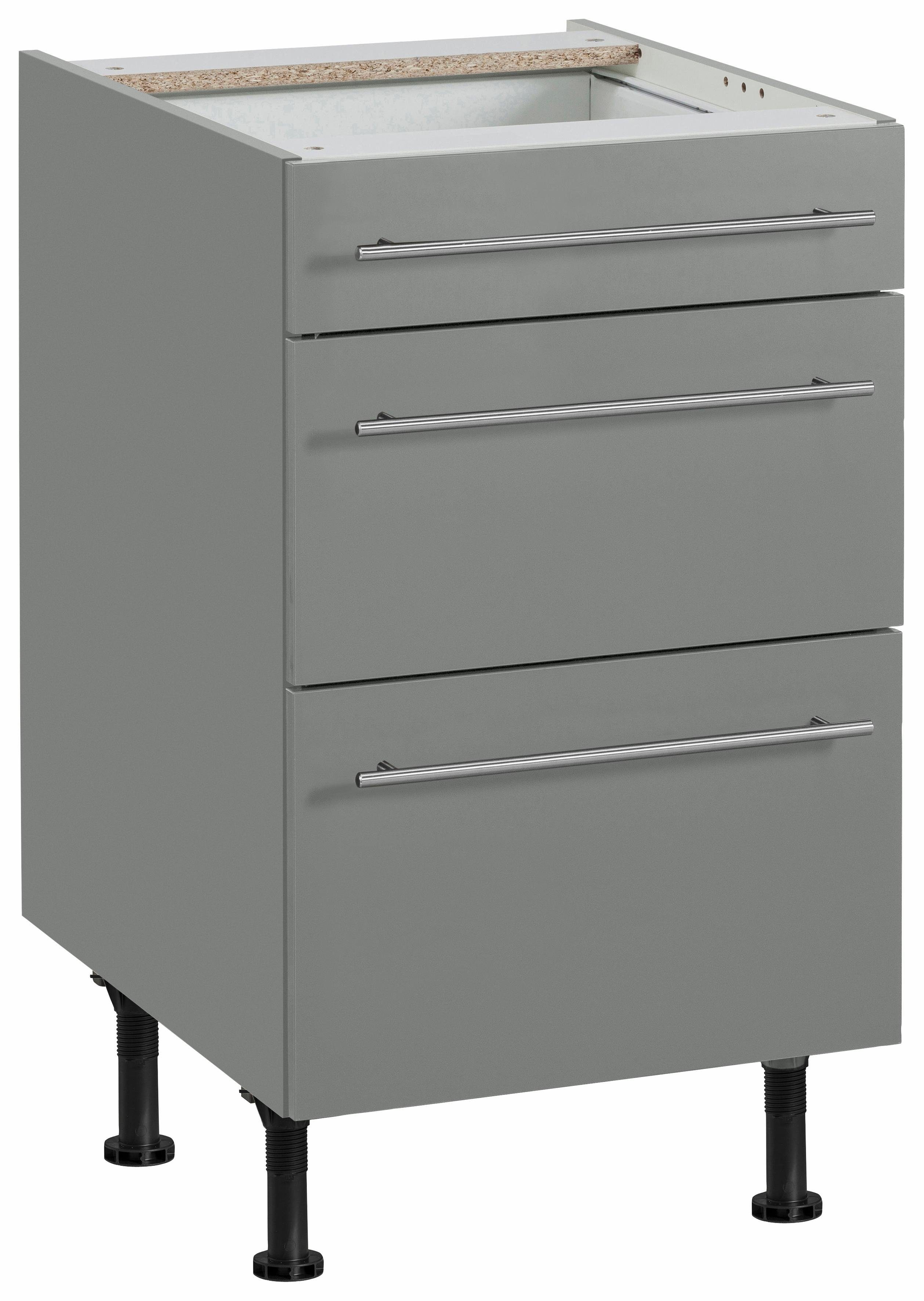 OPTIFIT Onderkast Bern 50 cm breed, met lade en 2 laden, in hoogte verstelbare poten onderkasten grijs